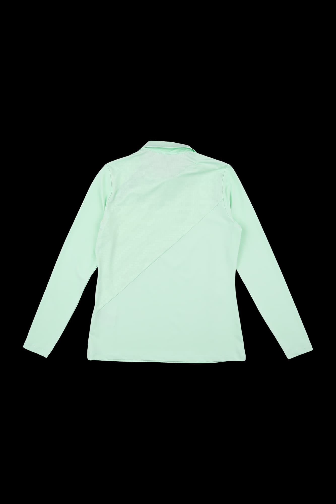 라인 프린팅 숄더집업 카라 긴팔티