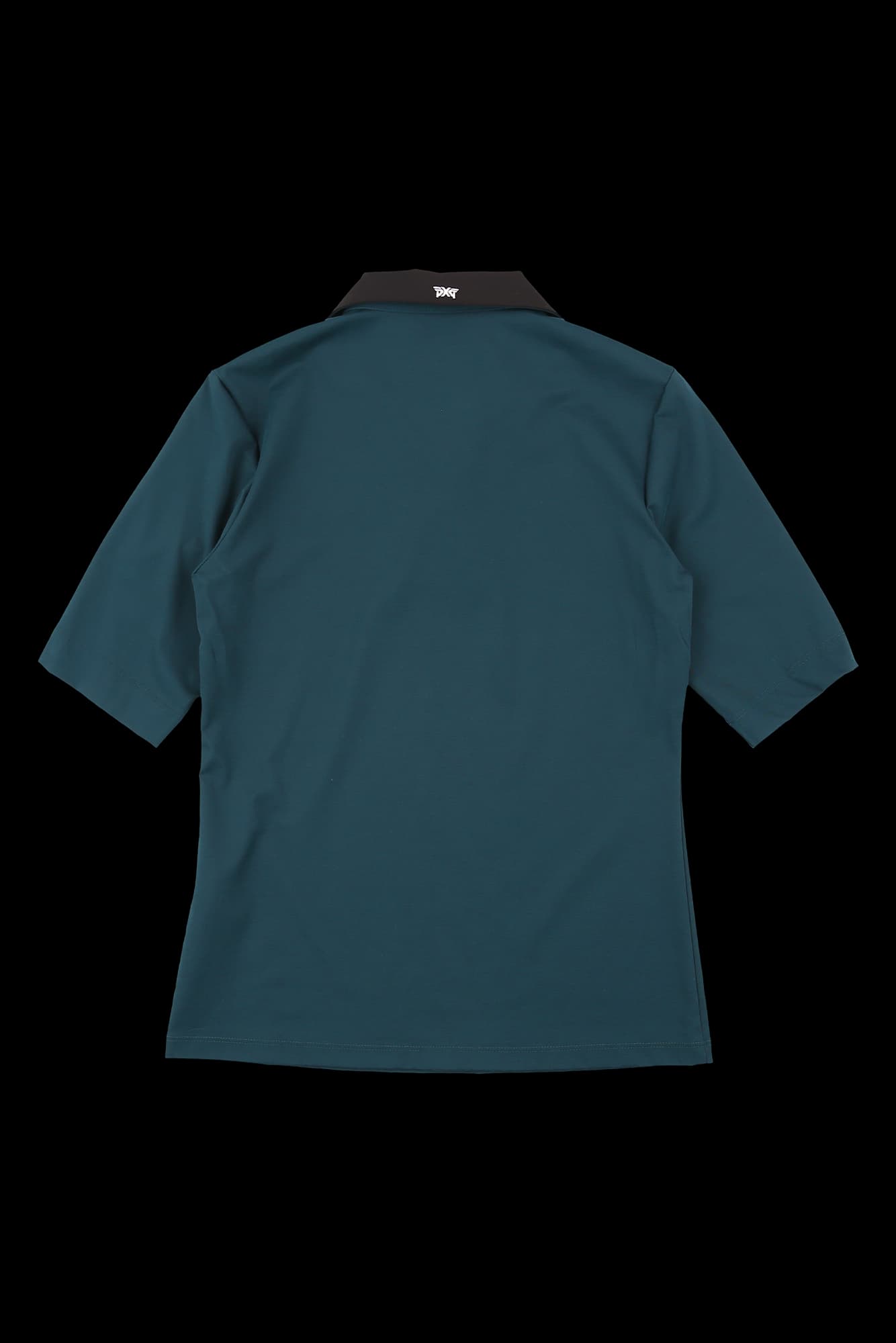 오픈 카라 배색 반팔 티셔츠