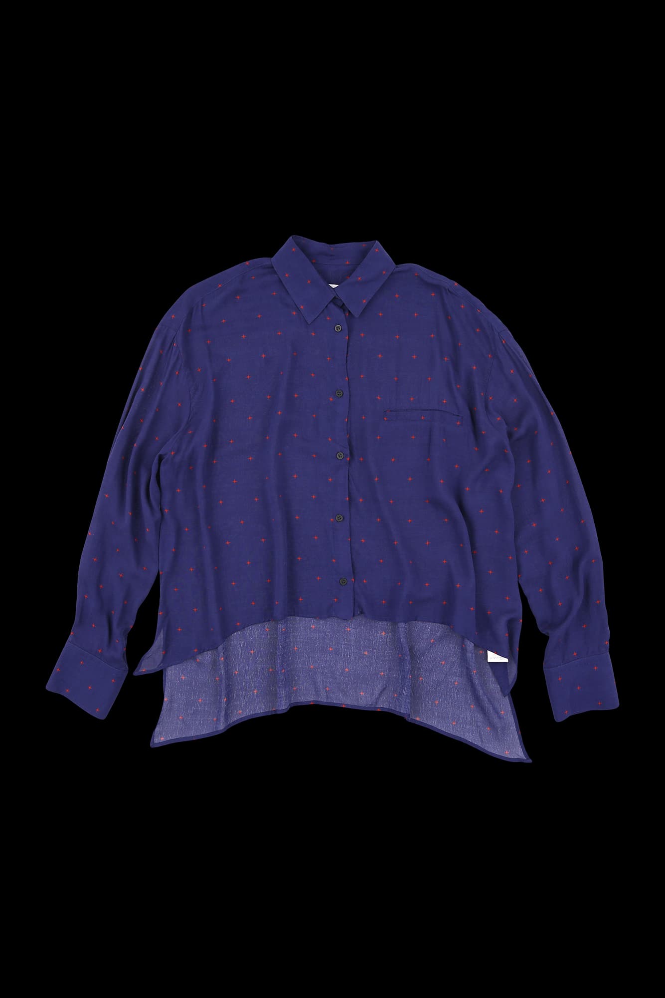 언밸런스 프린팅 블라우스