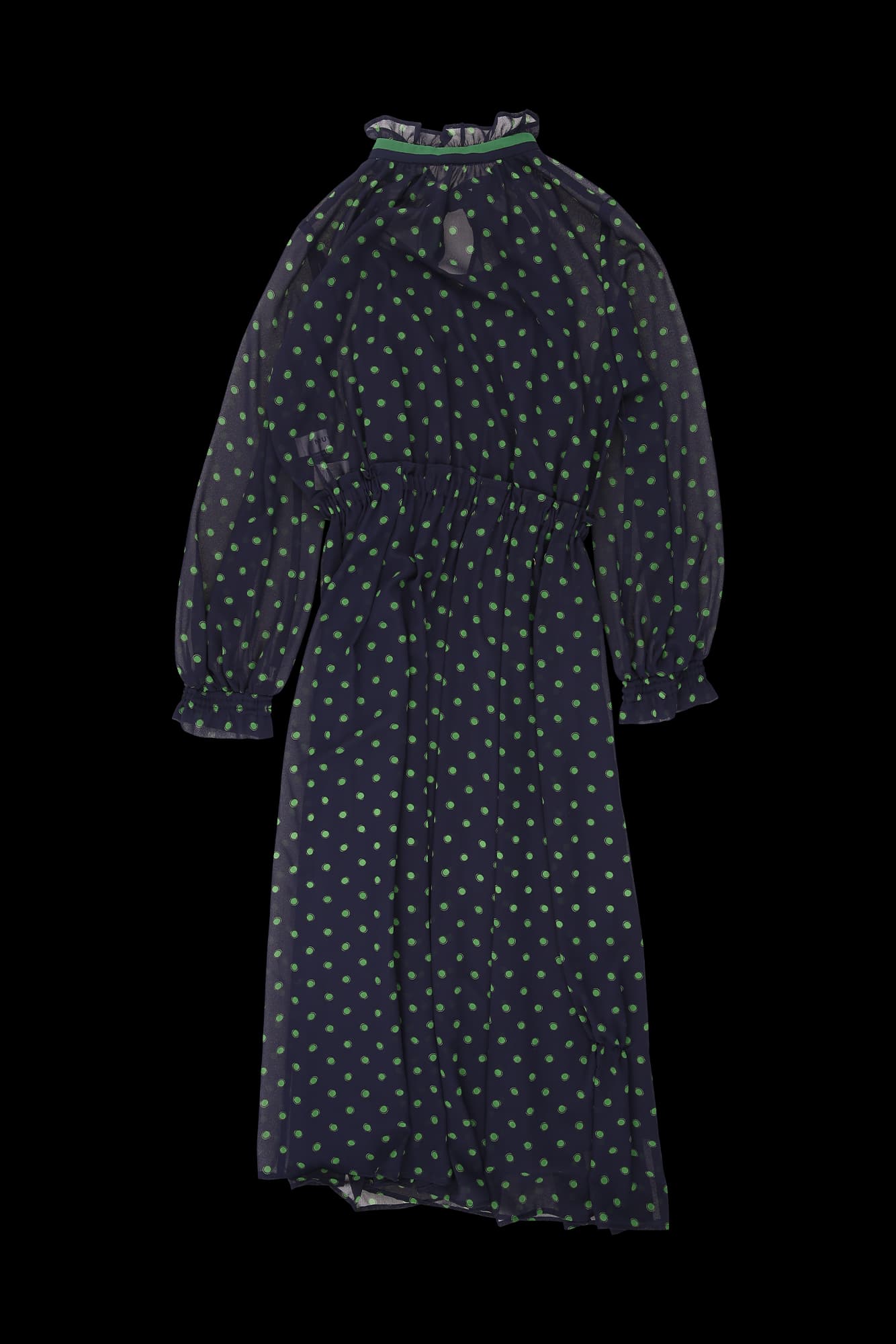 레이스 도트 패턴 반팔 롱 원피스