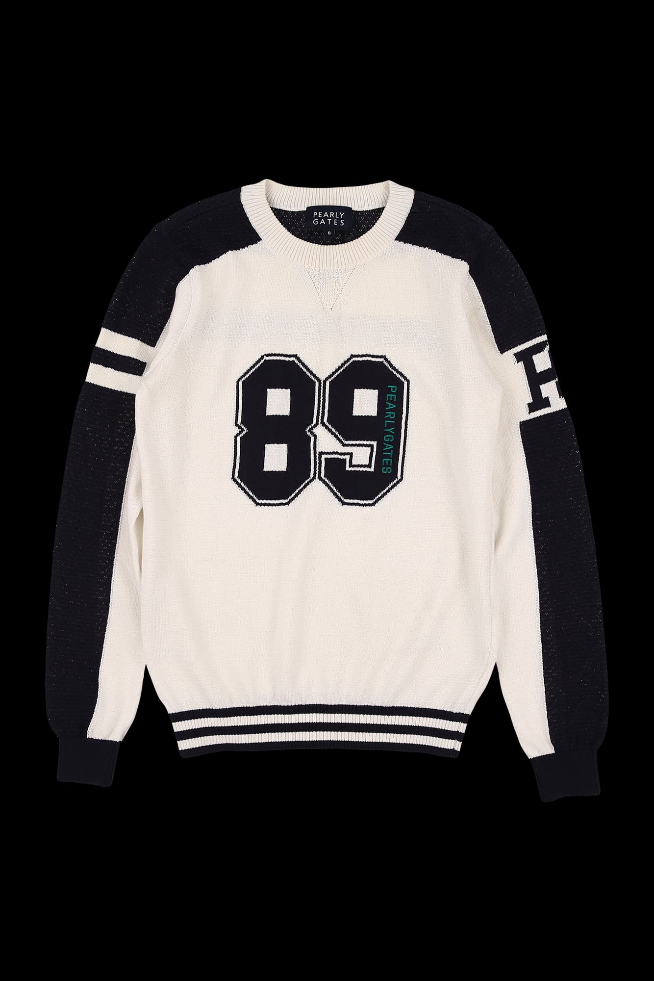 배색 라인 로고 긴팔 니트