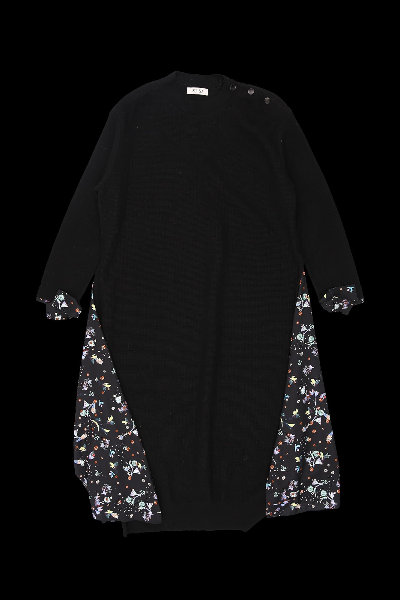 패턴 트임 니트 롱 원피스