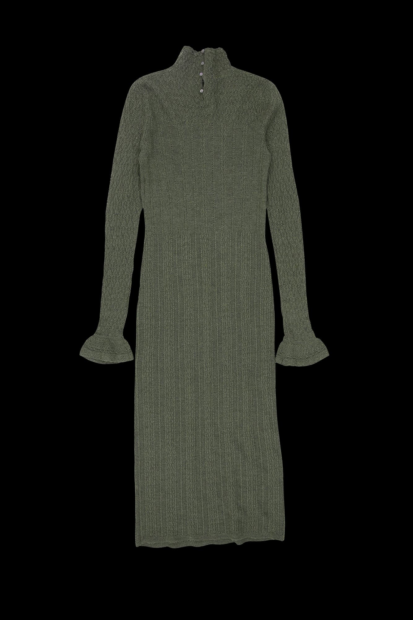 울 버튼 롱 원피스