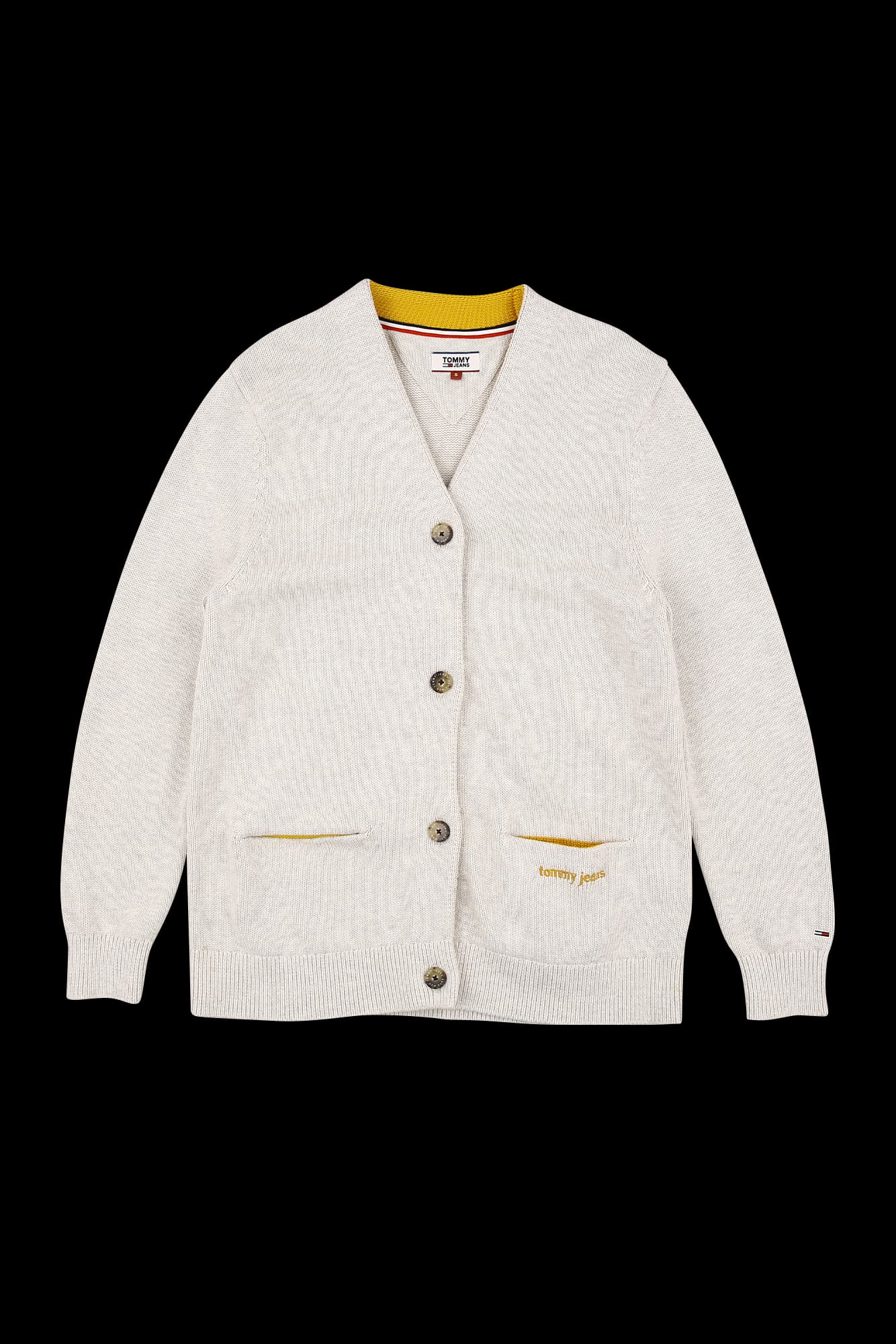 로고 자수 포켓 긴팔 가디건