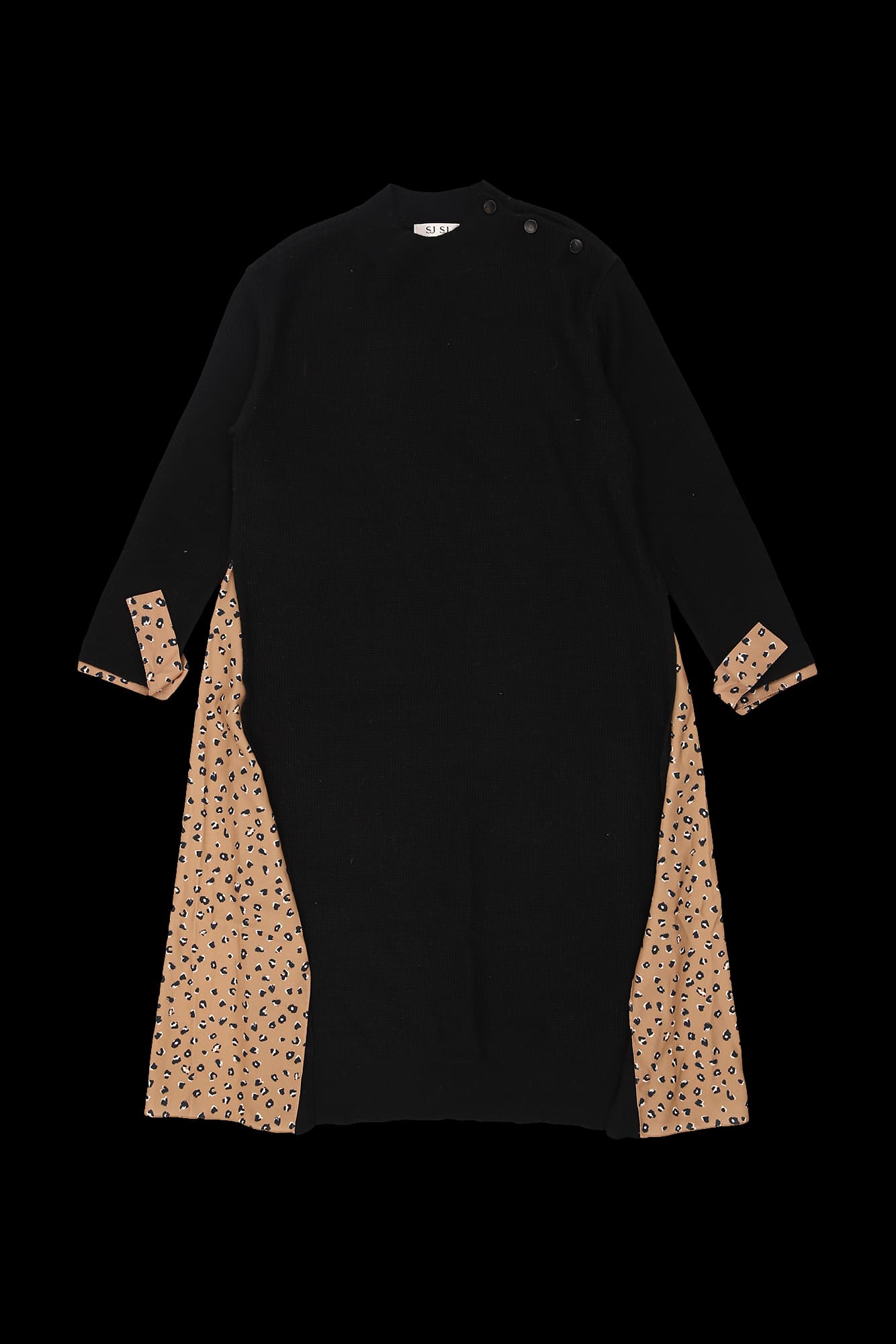 패턴 트임 니트 롱 원피스