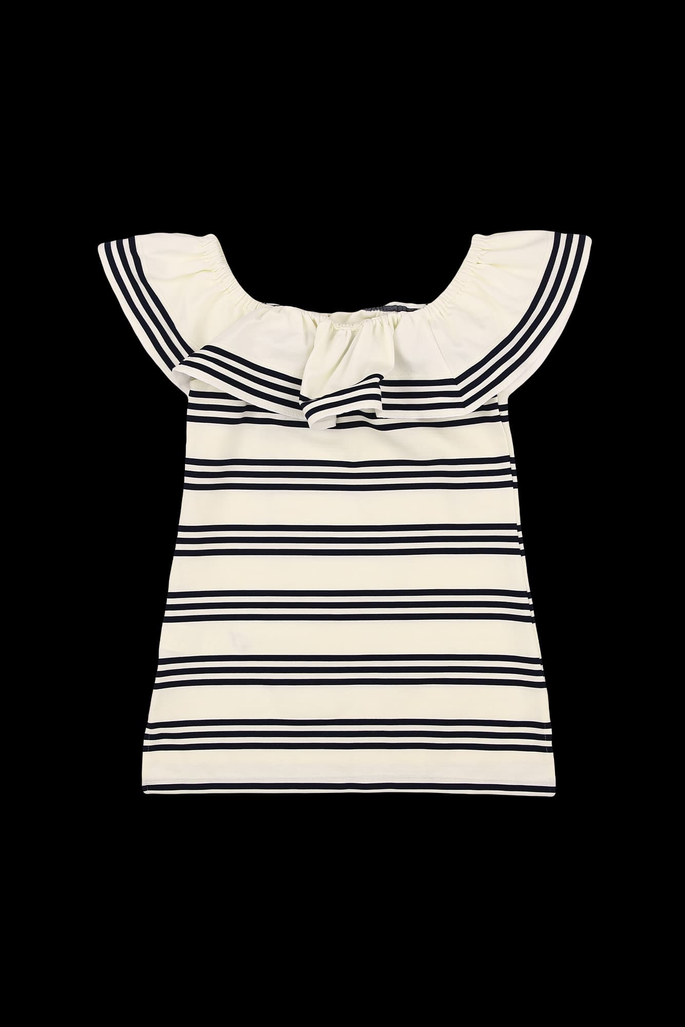 스트라이프 오프숄더 티셔츠