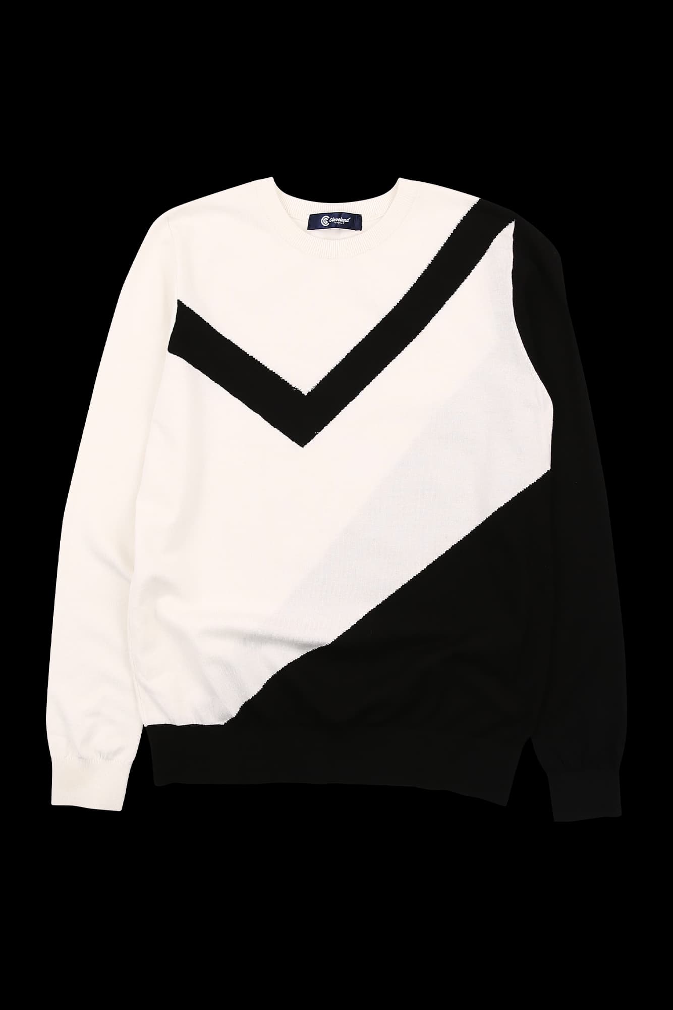 사선 배색 긴팔 니트