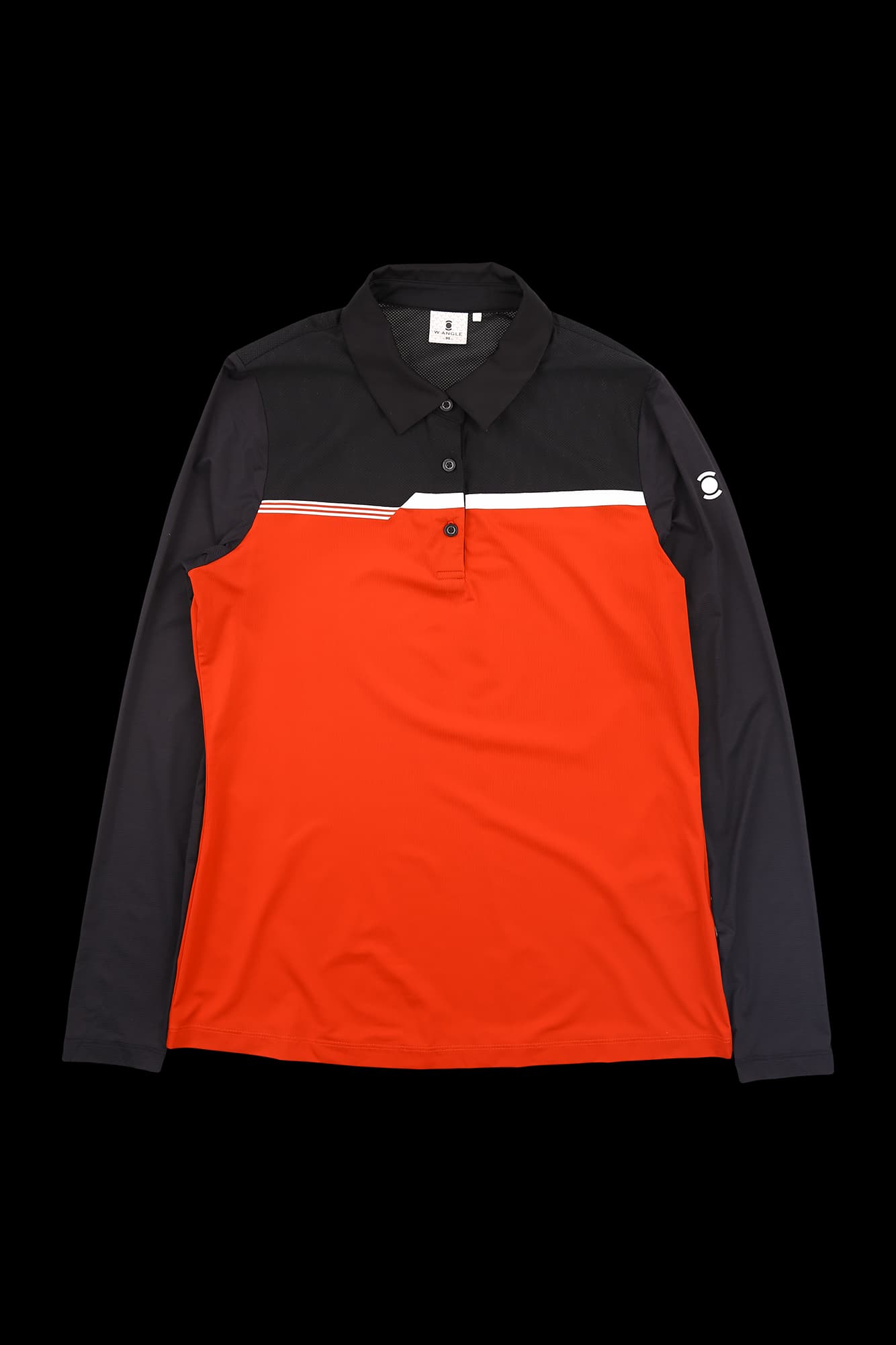 배색 라인 카라 긴팔 티셔츠