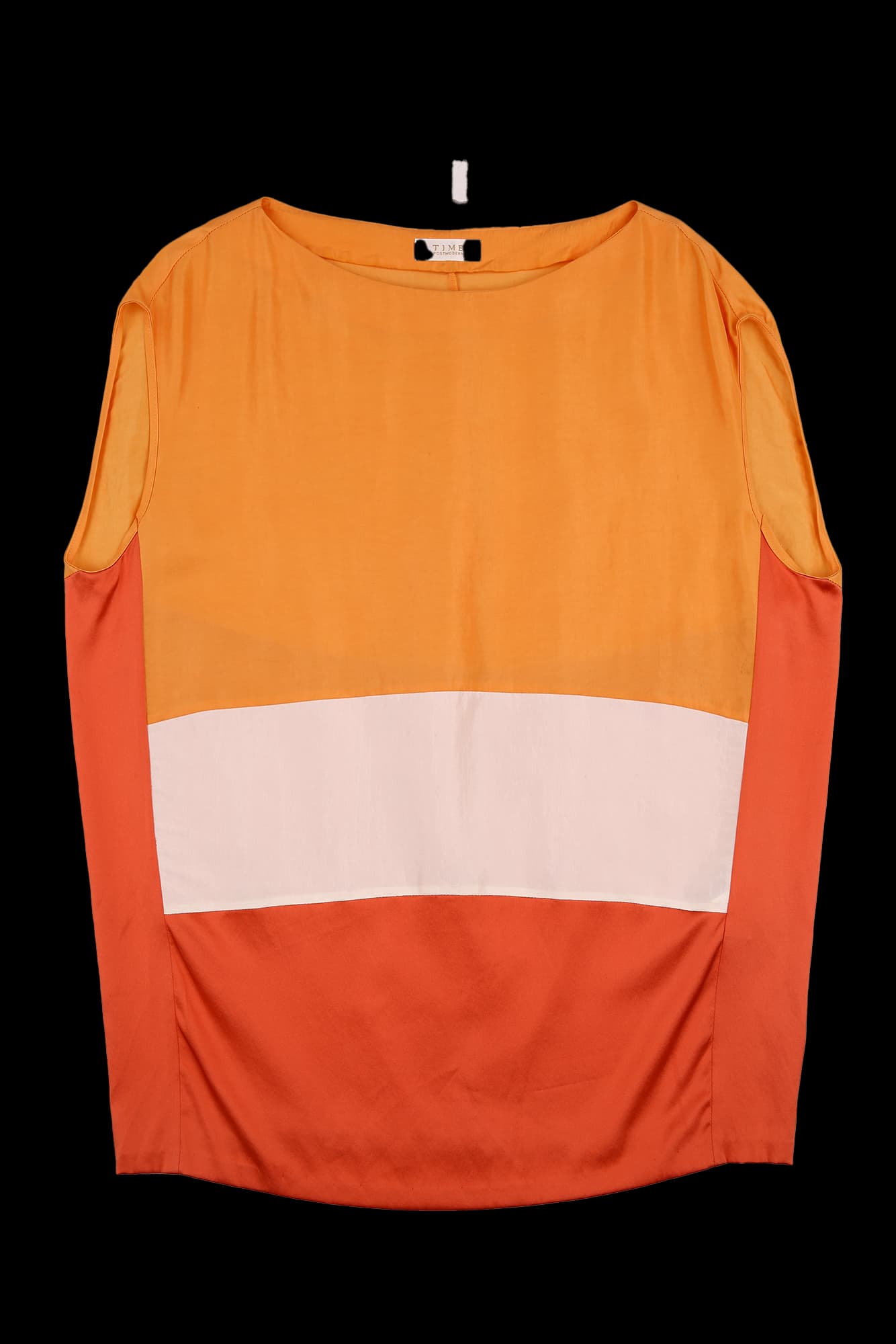 실크 컬러 믹스 슬리브리스 블라우스