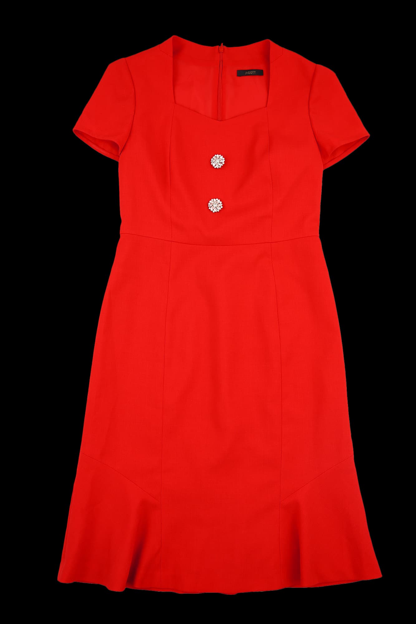 큐빅 버튼 장식 원피스