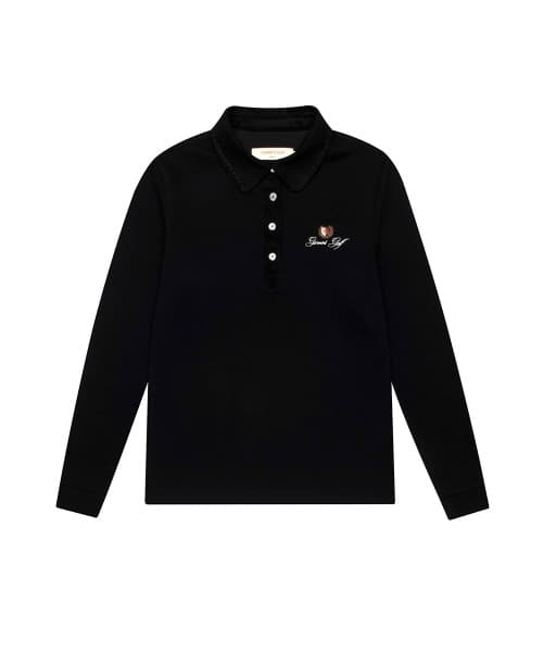 스웨이드 카라 티셔츠 우먼(BLACK)