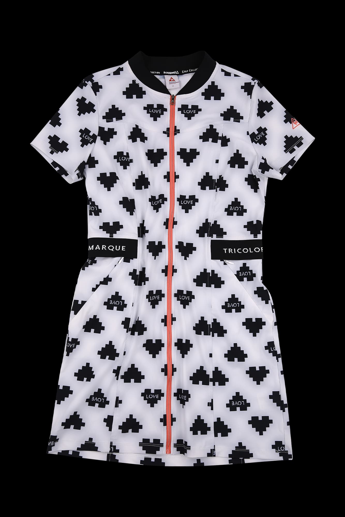 픽셀하트 반팔 집업 원피스