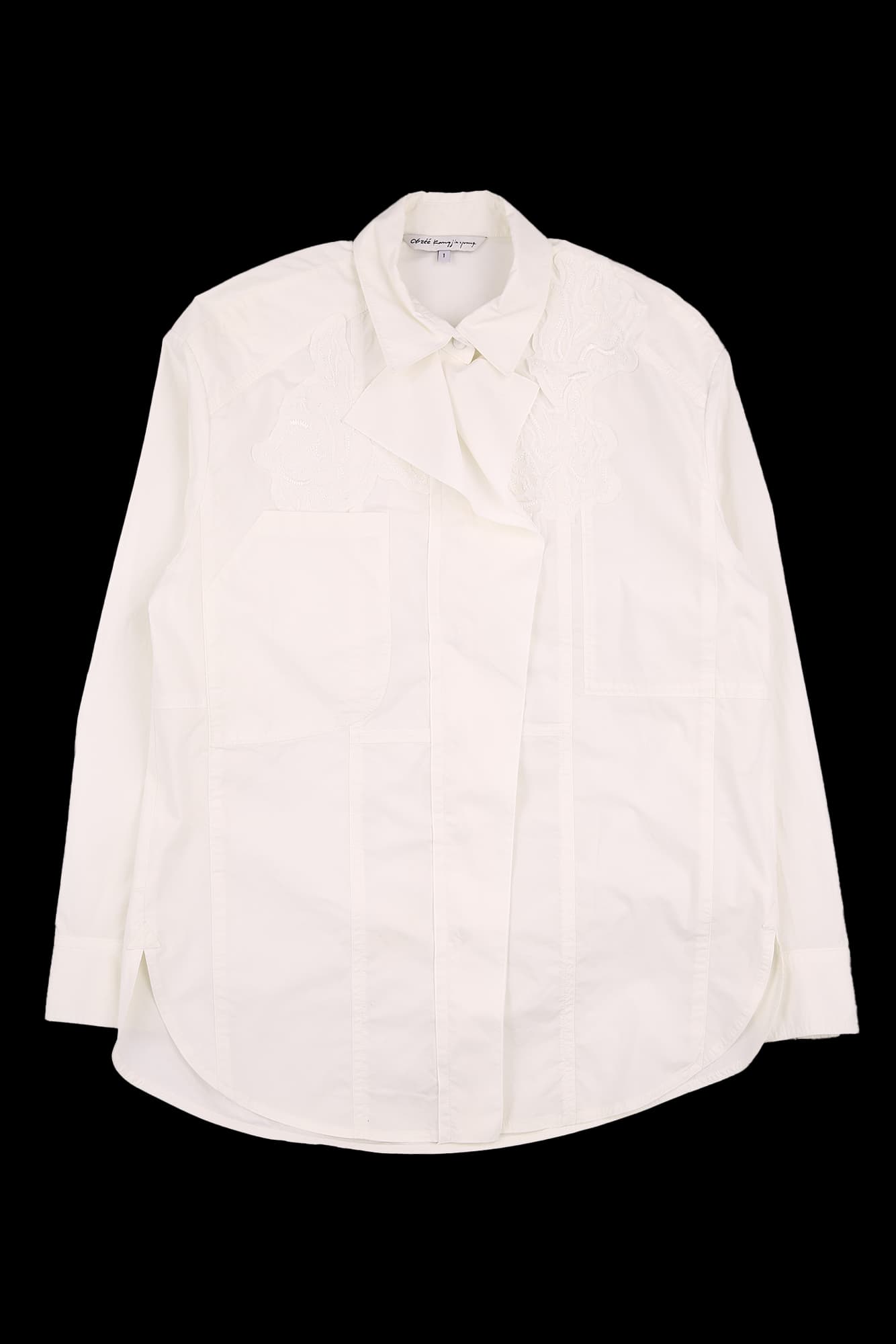 화이트 카라 플라워 셔츠