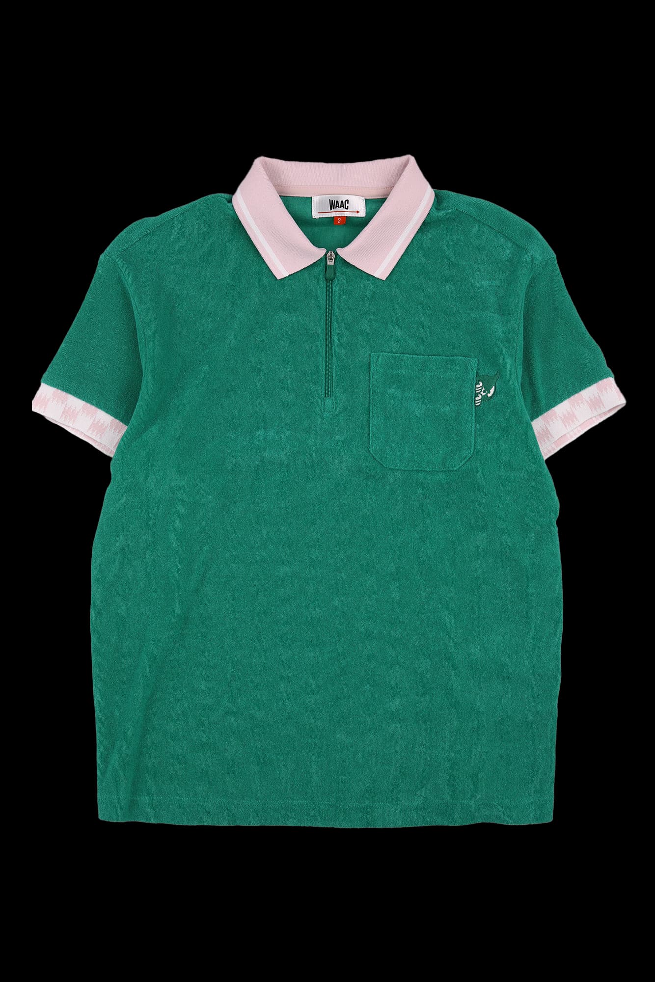 배색 하프집업 카라 티셔츠