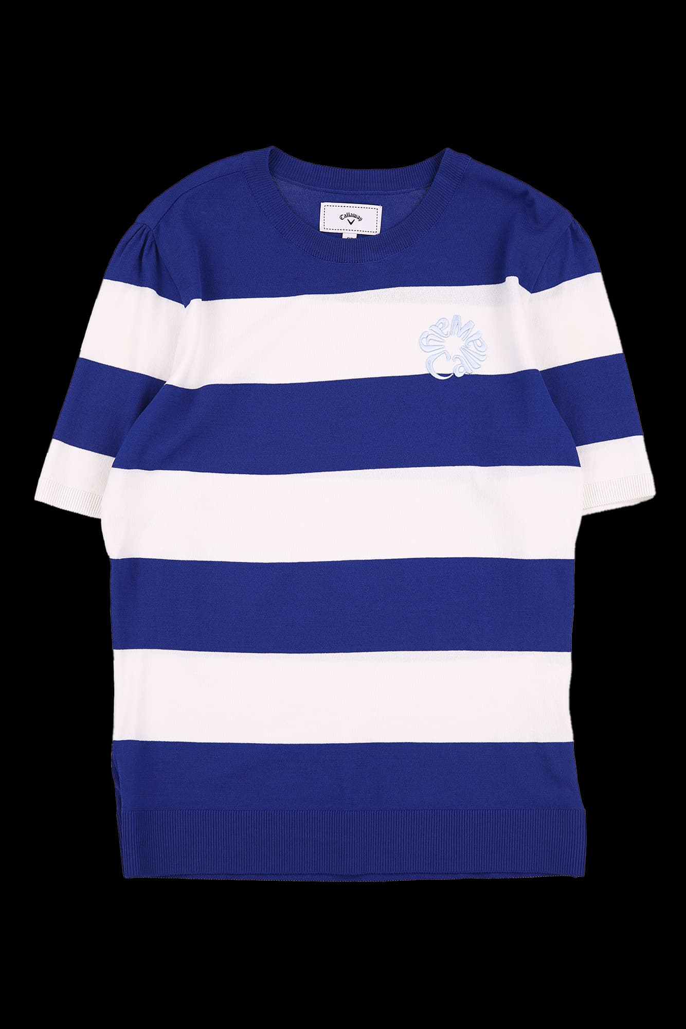 스트라이프 반팔 니트