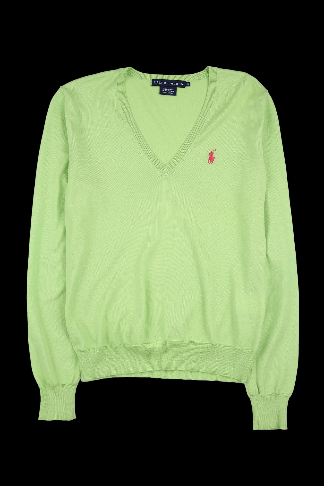 브이넥 로고 니트