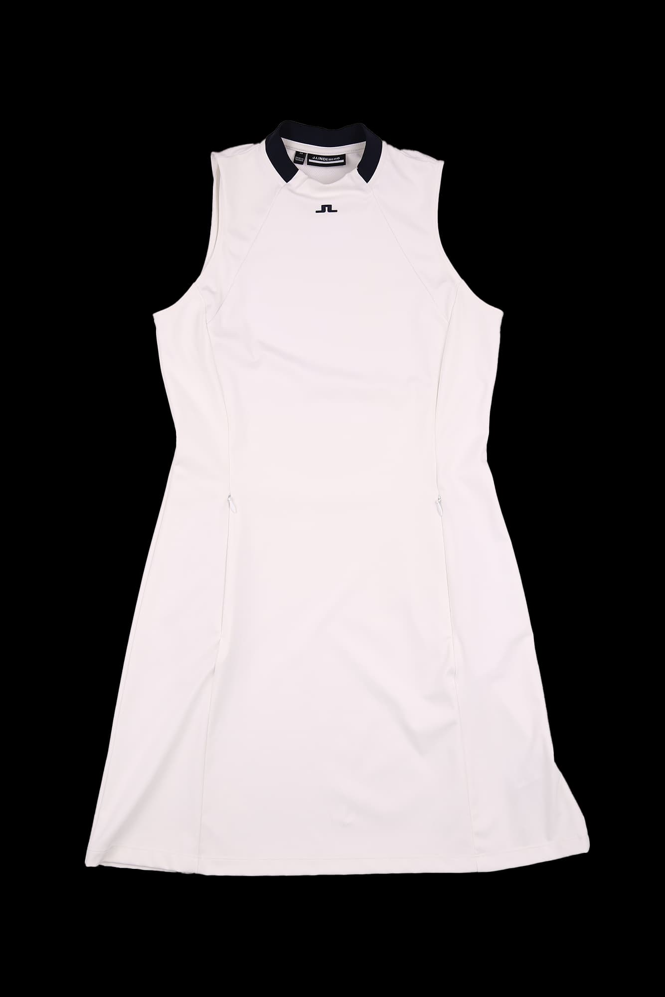 슬리브리스 넥 배색 원피스