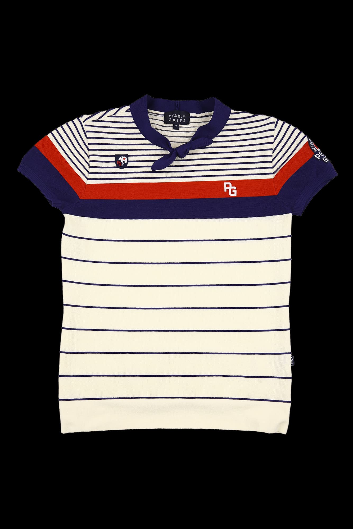 배색 반팔 니트