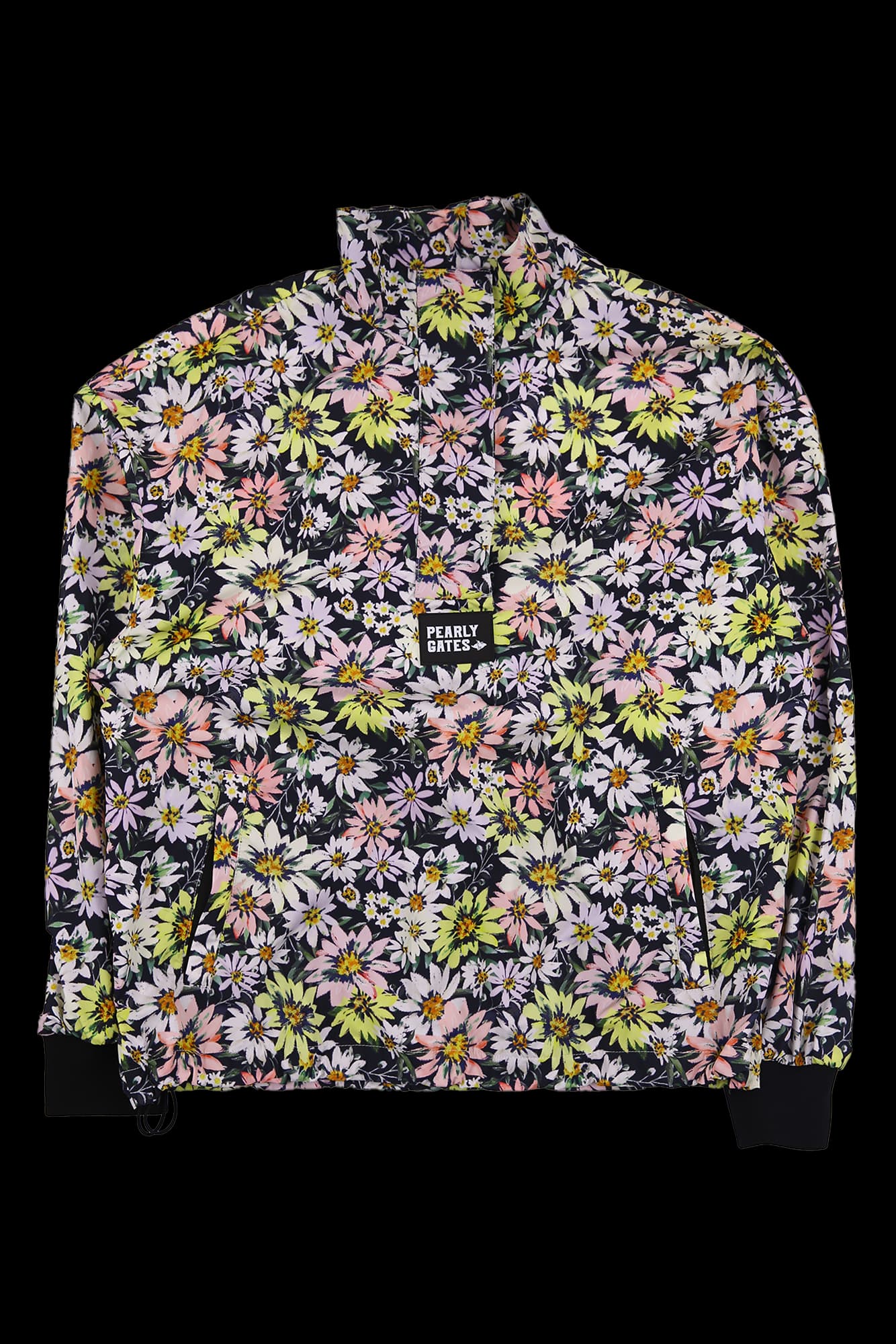 플라워 패턴 로고 반 집업