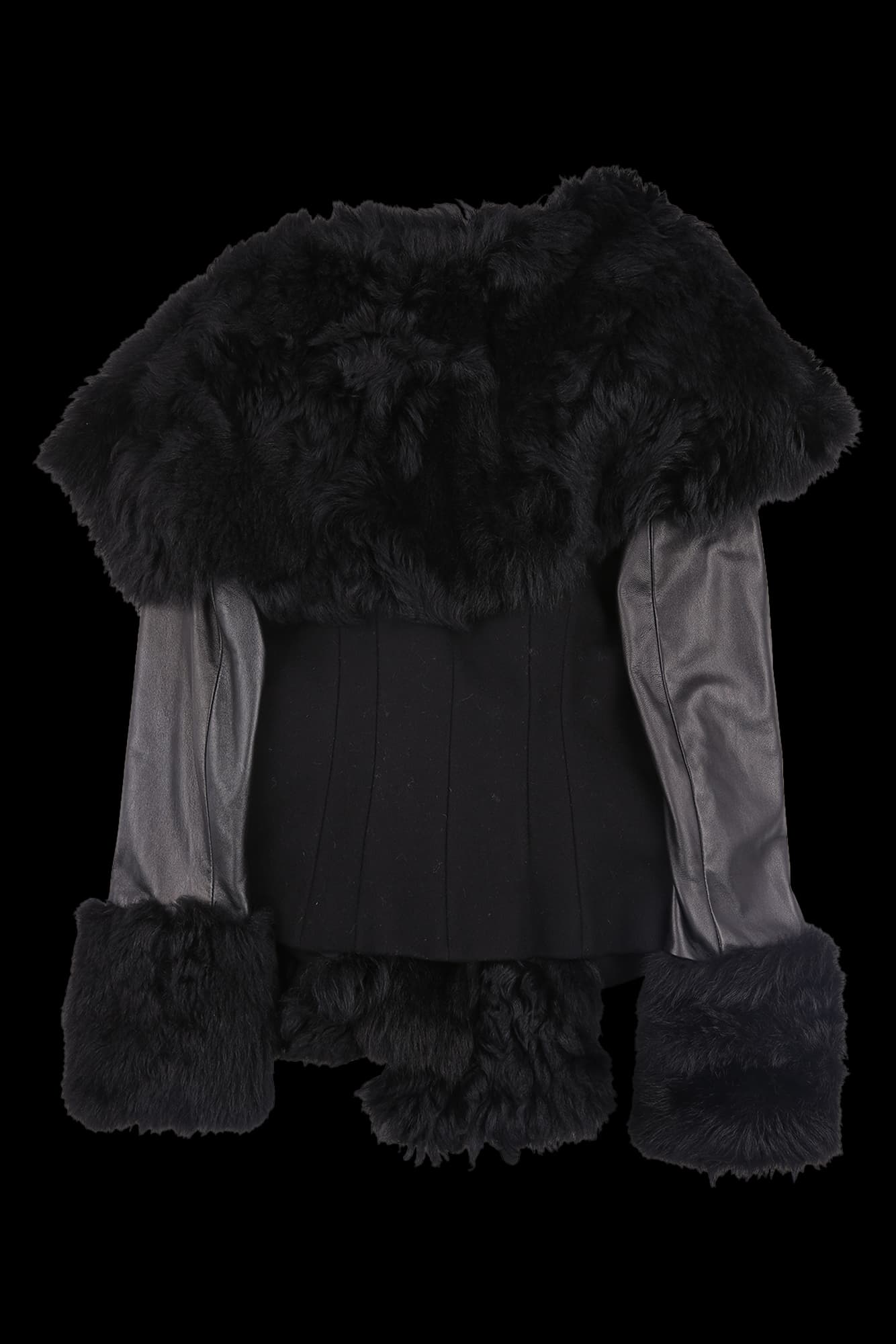 퍼 벨티드 레더 자켓