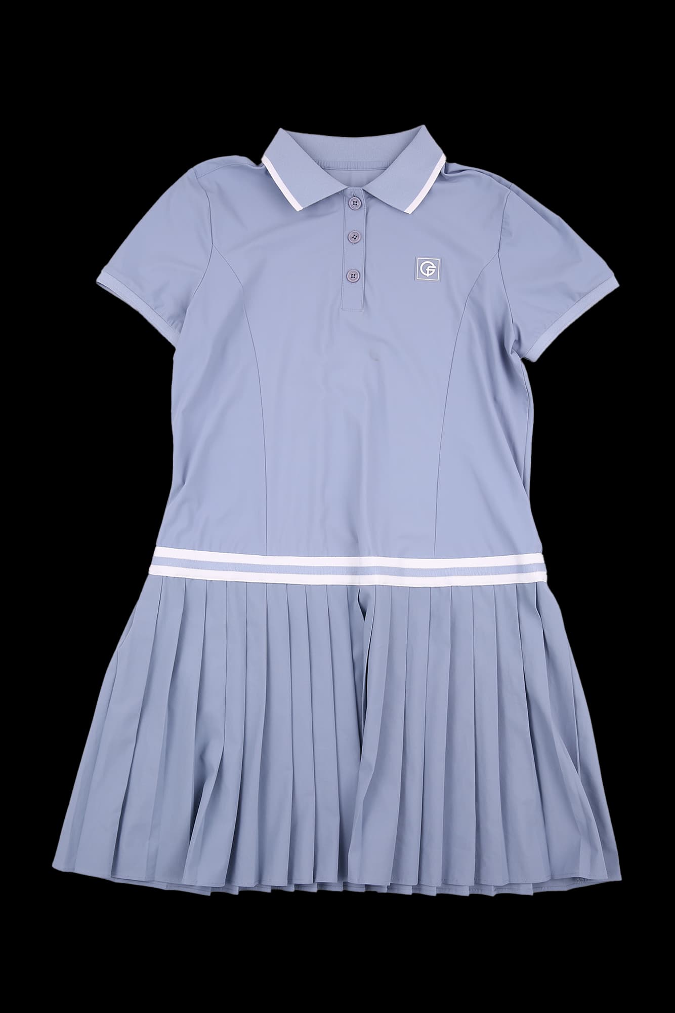 배색 플리츠 원피스