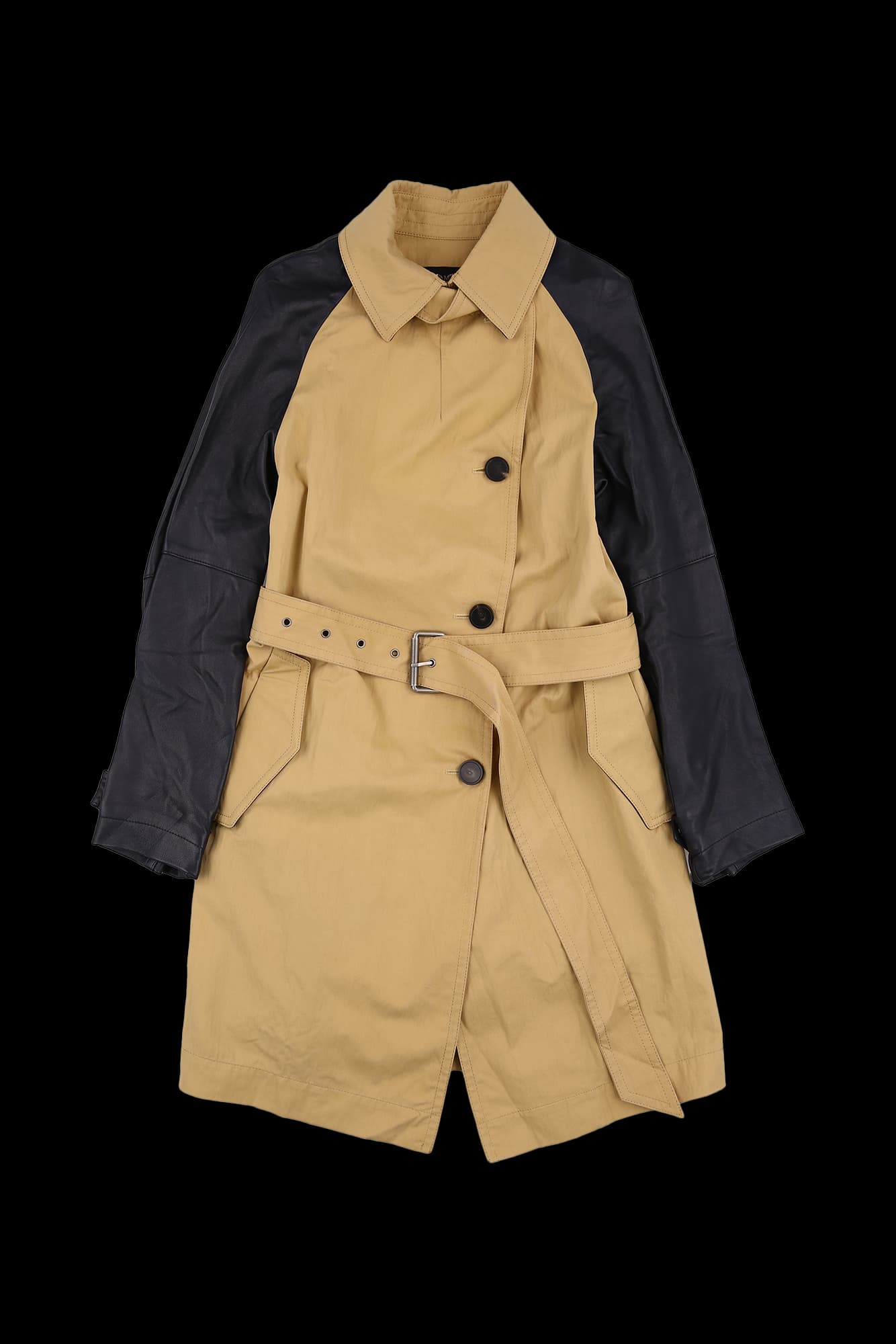 가죽 배색 코트