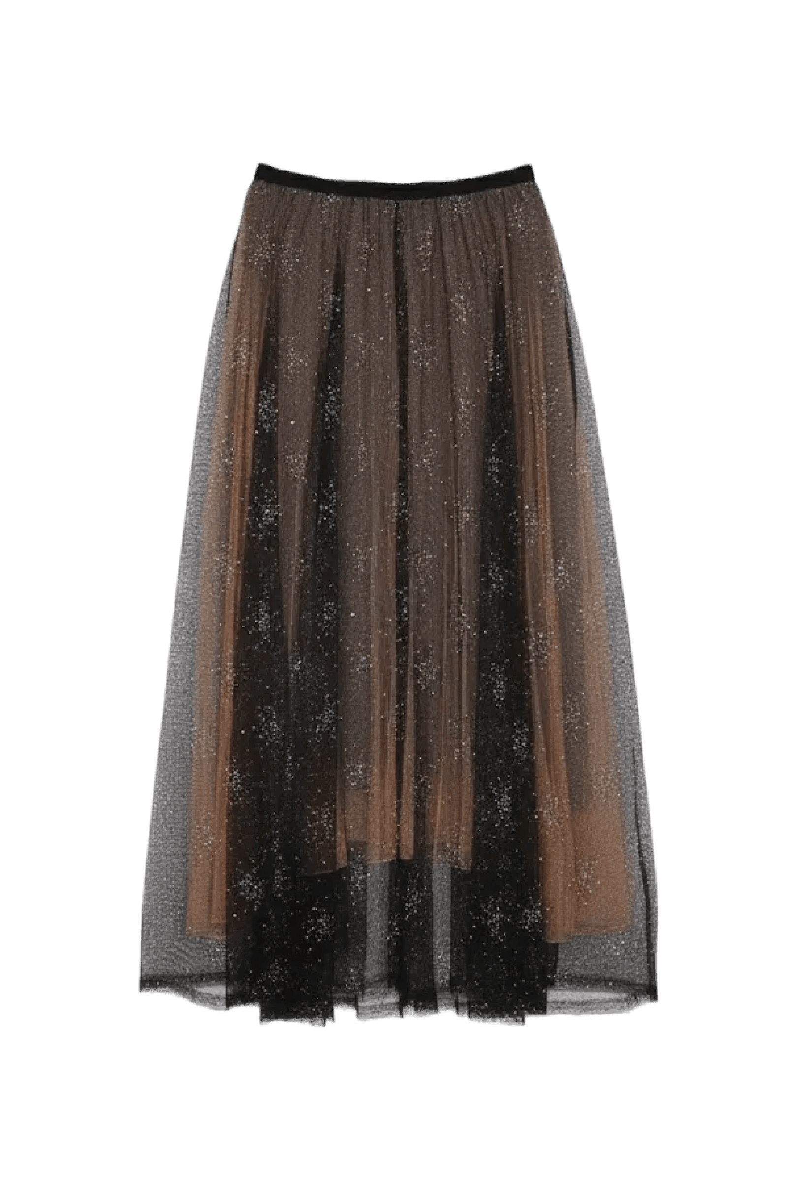 샤인 시스루 배색 스커트