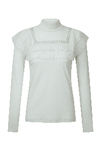 메쉬 플리츠 긴팔 티셔츠