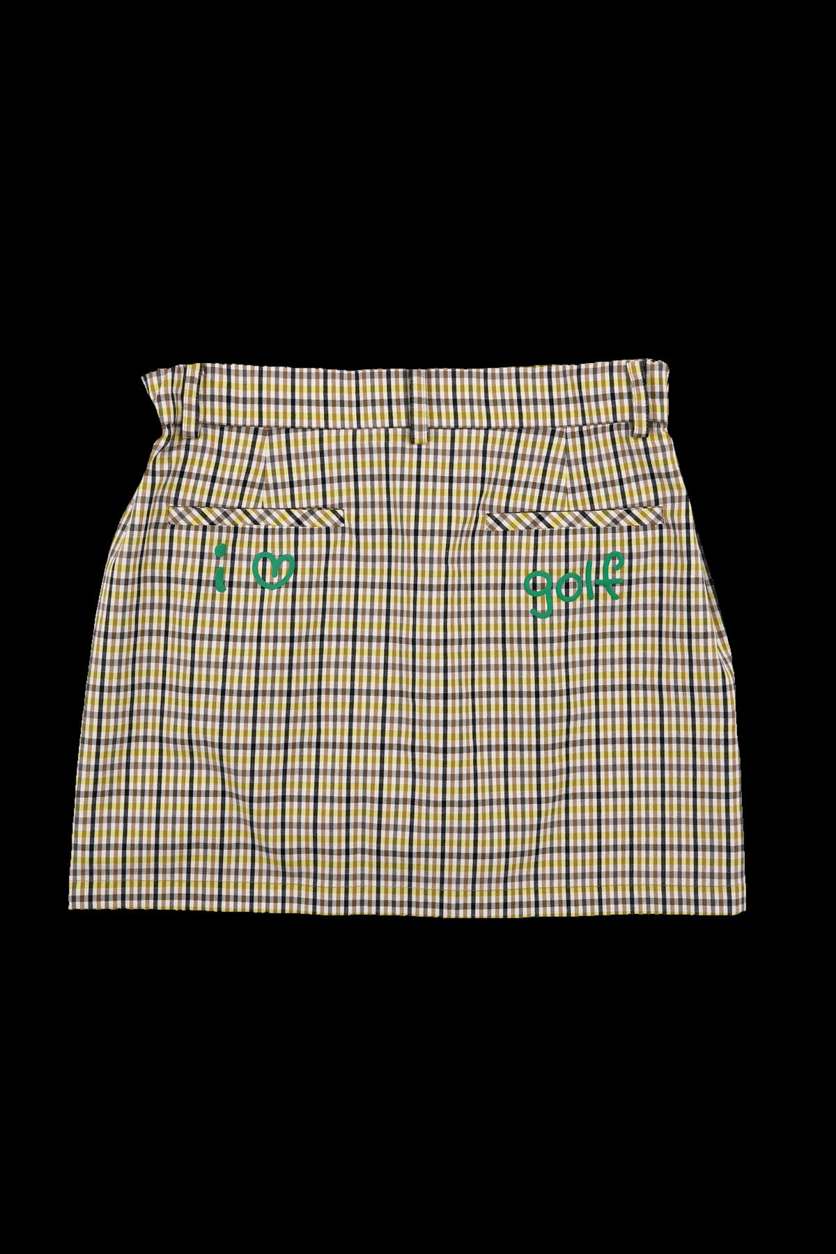 자수 체크 스커트