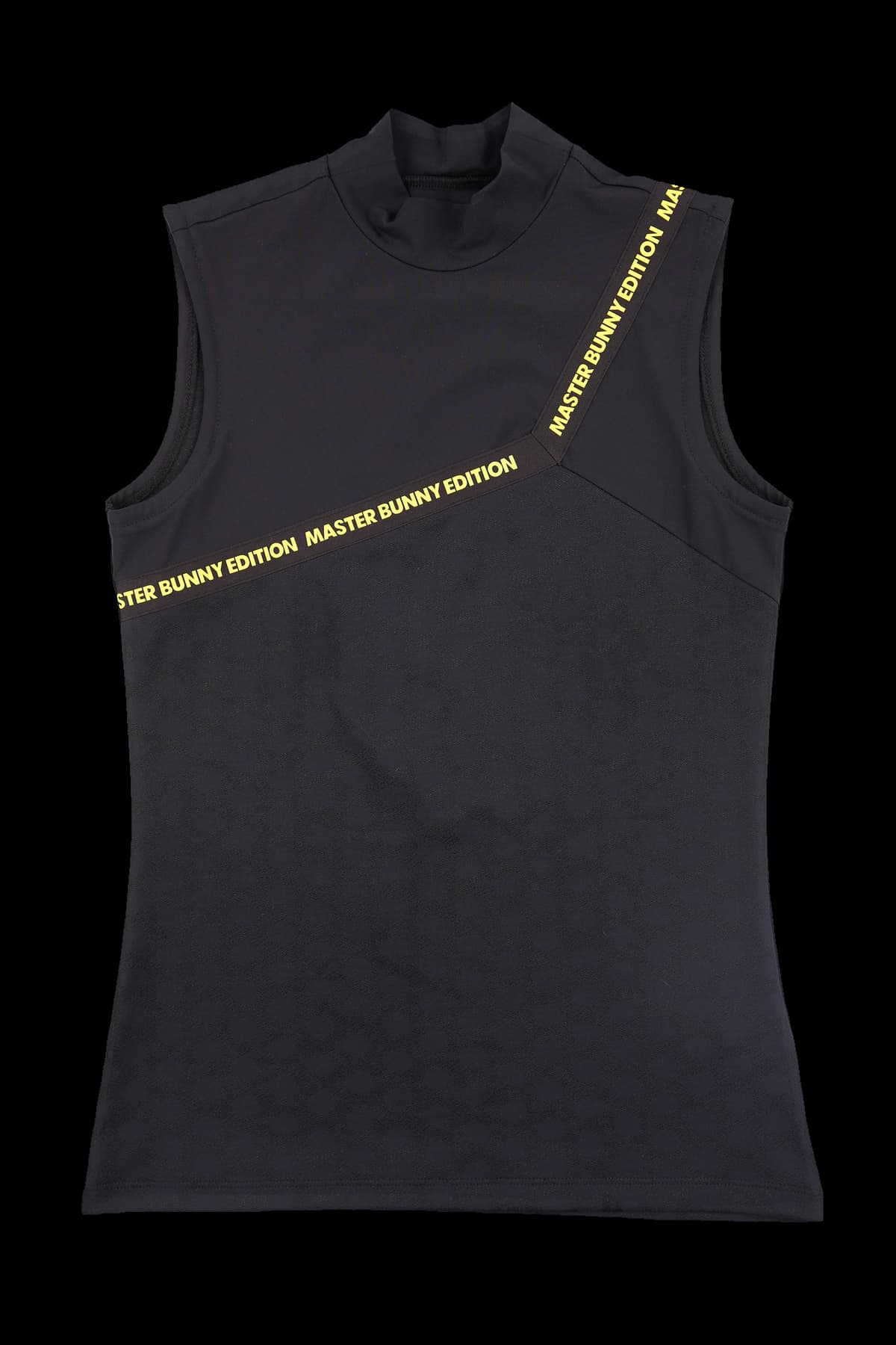 사선 로고 하프넥 슬리브리스 티셔츠