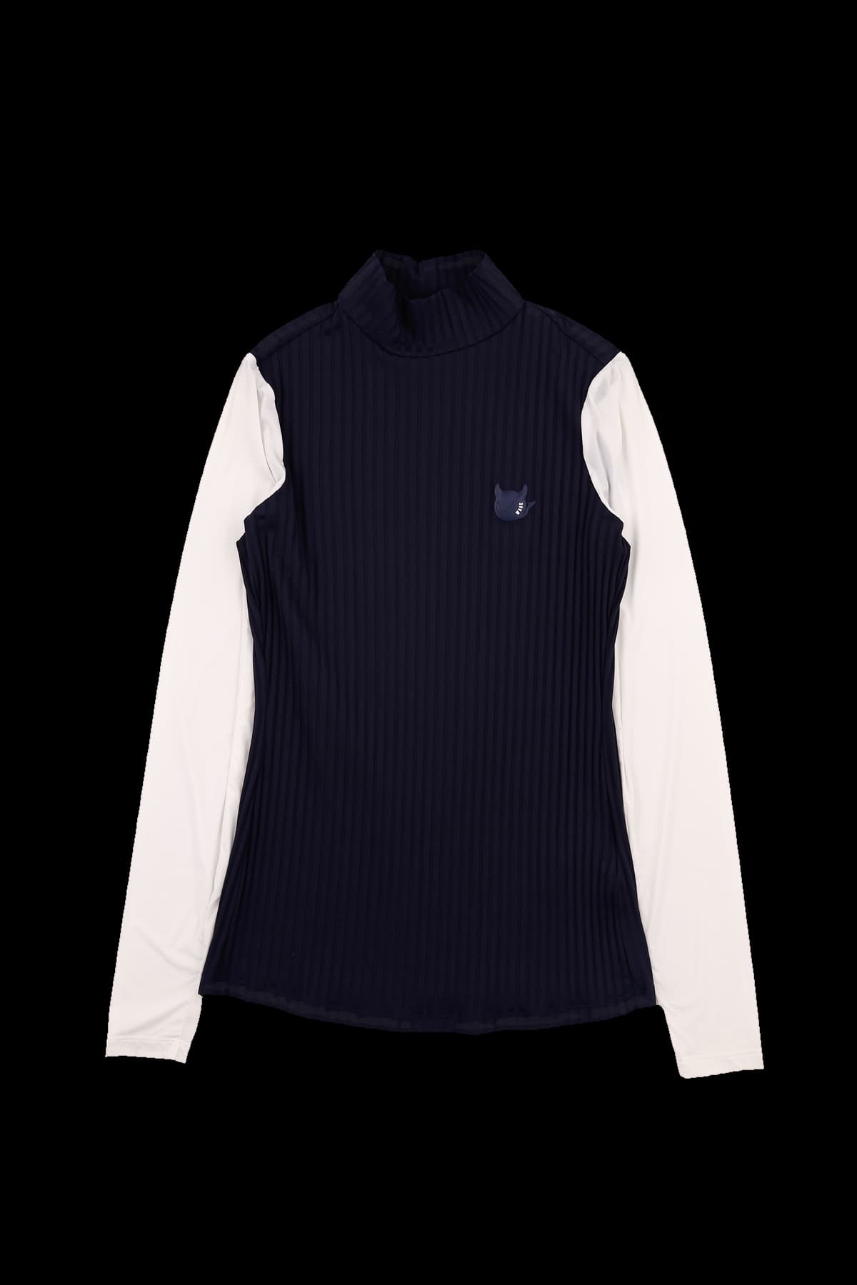 골지 배색 하프넥 긴팔 티셔츠