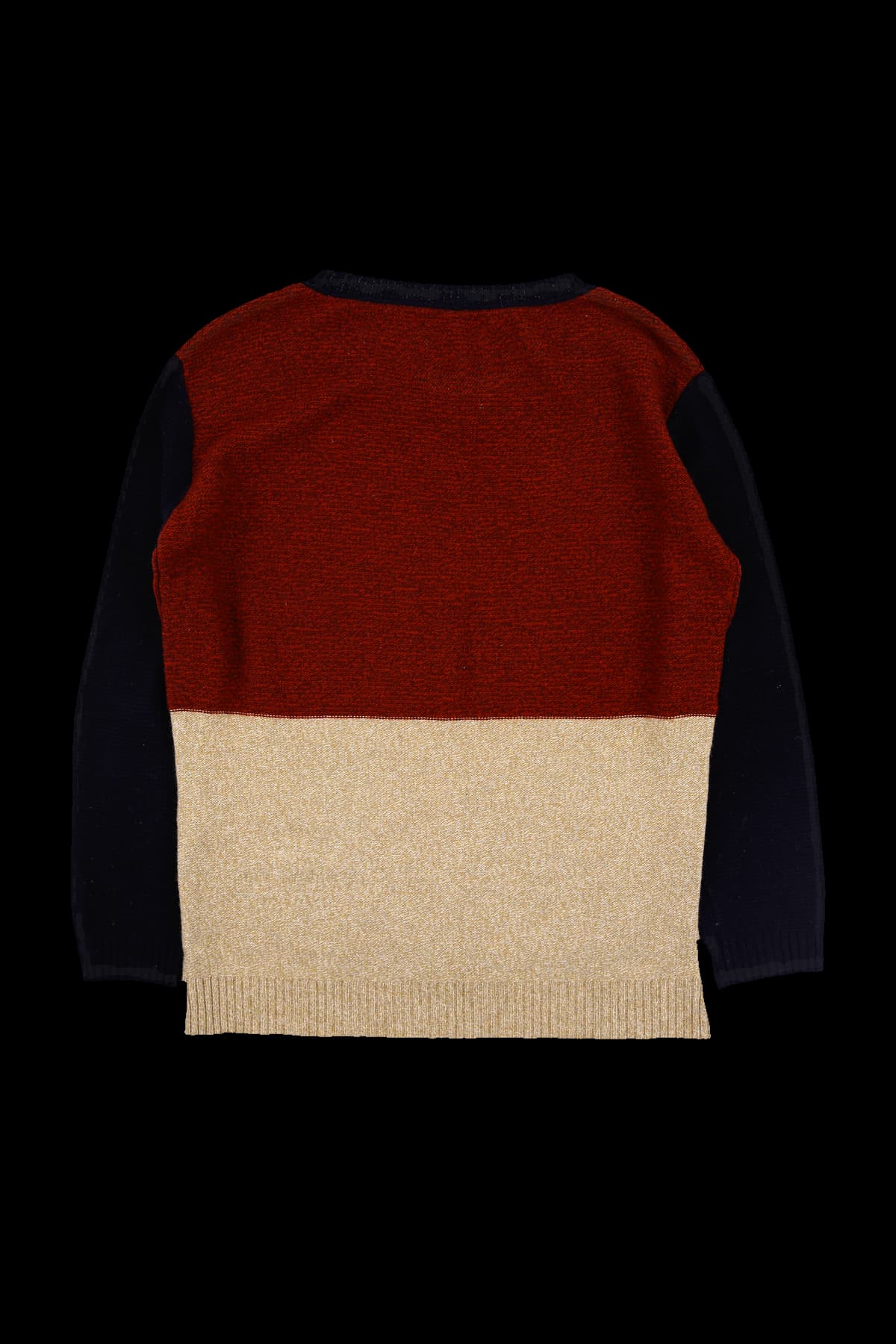 울 컬러 블록 긴팔 니트