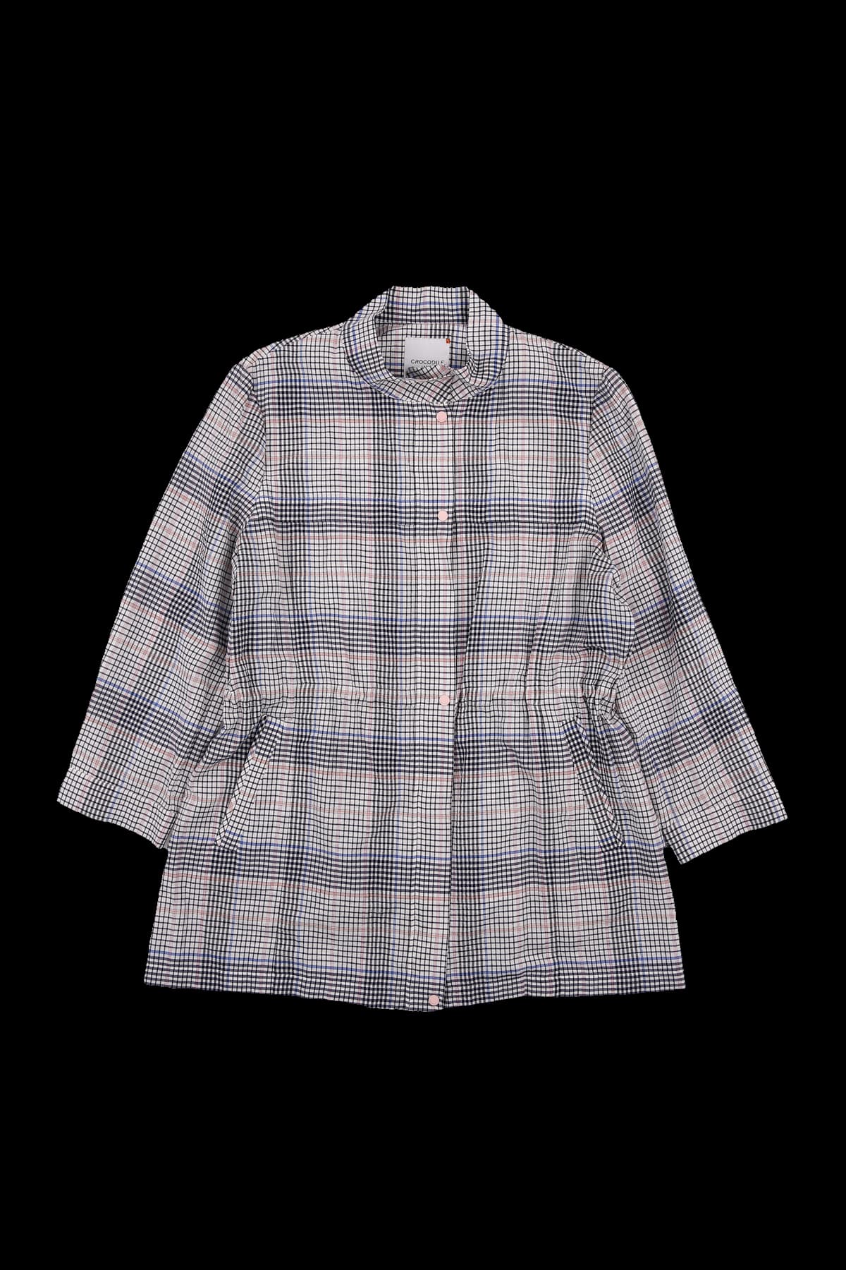 스트링 체크 집업 점퍼