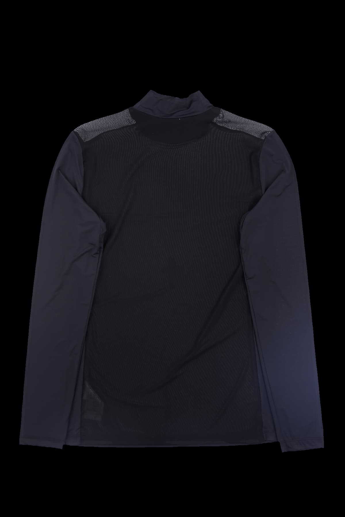 메쉬 로고 프린팅 하프넥 긴팔 티셔츠