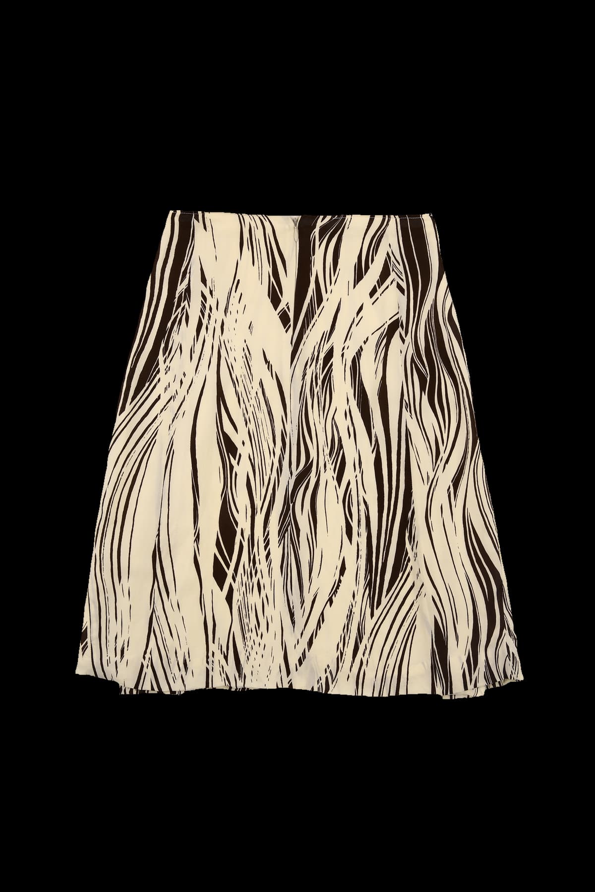 패턴 실크 미디 스커트