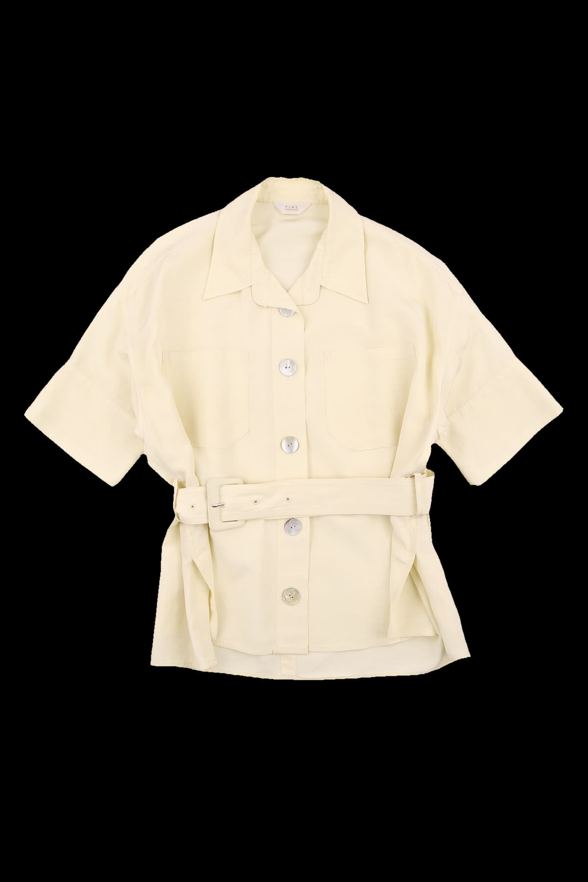 포켓 벨티드 블라우스