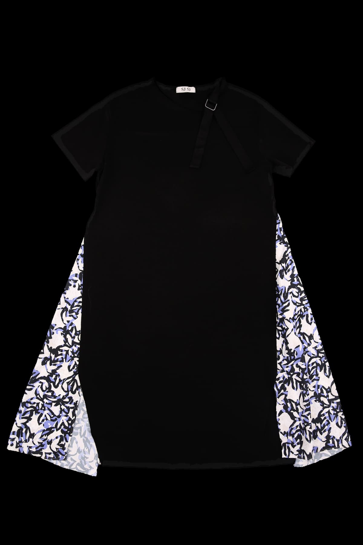 반팔 니트 배색 원피스