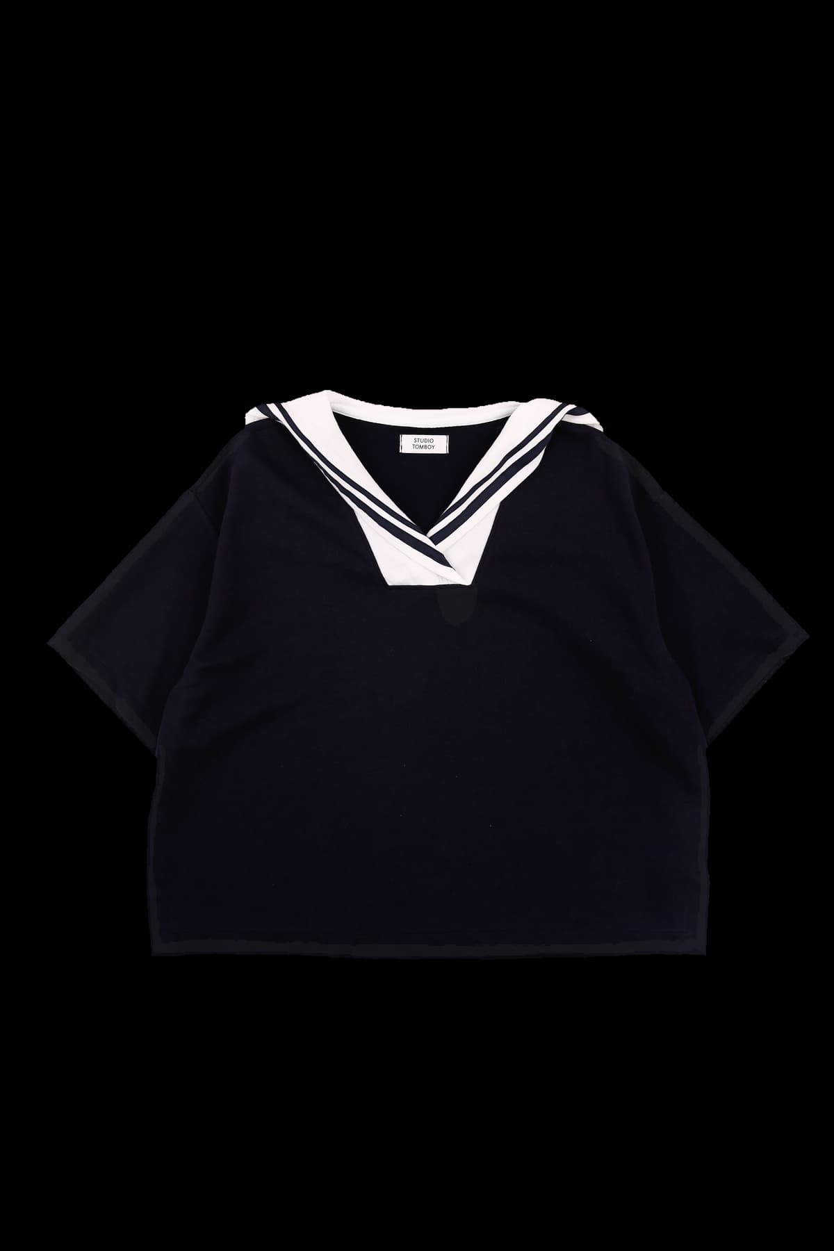 케이프 카라 반팔 티셔츠