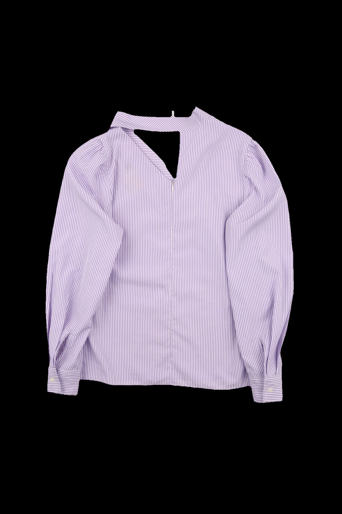 스트라이프 타이 블라우스