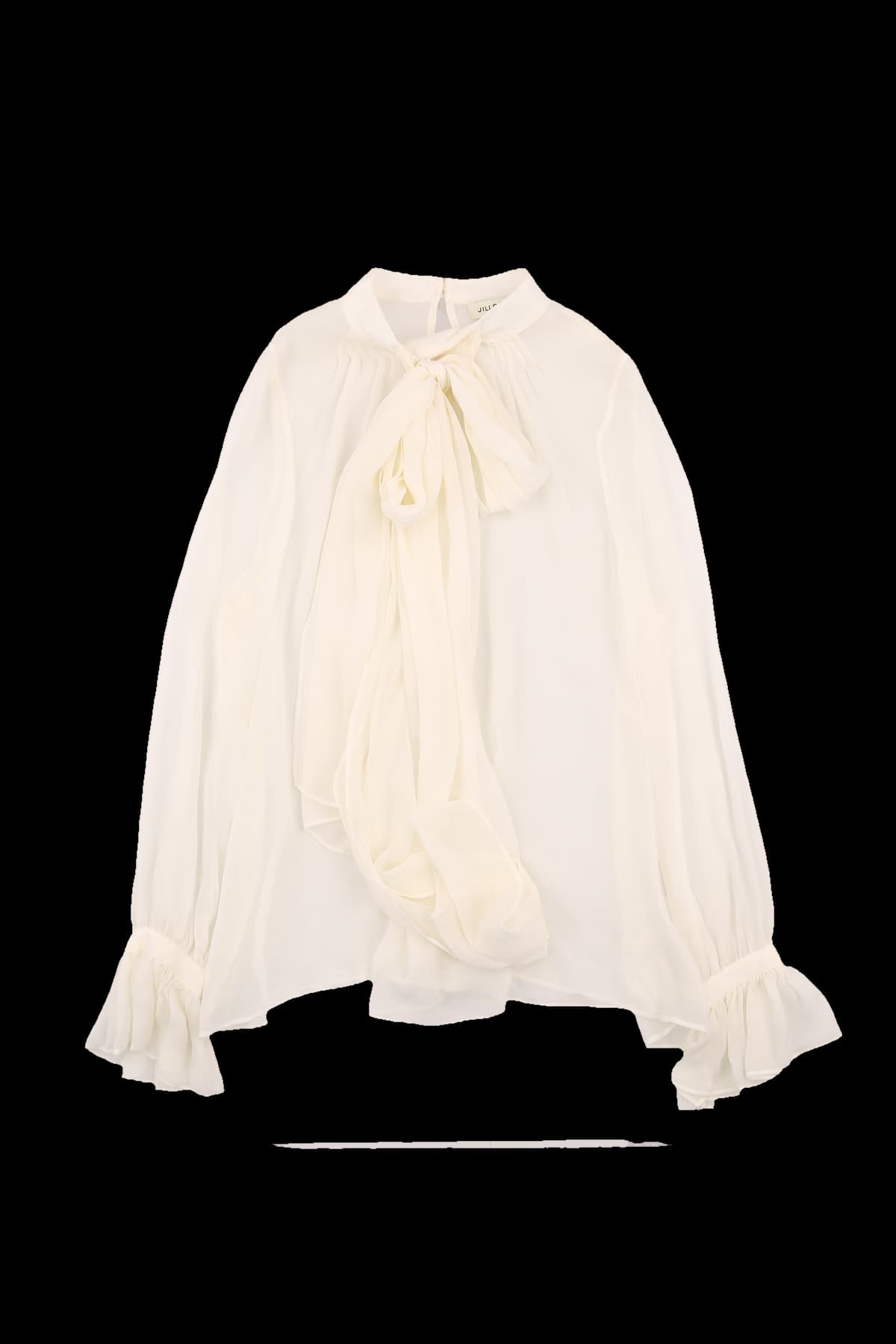 플리츠 시스루 블라우스