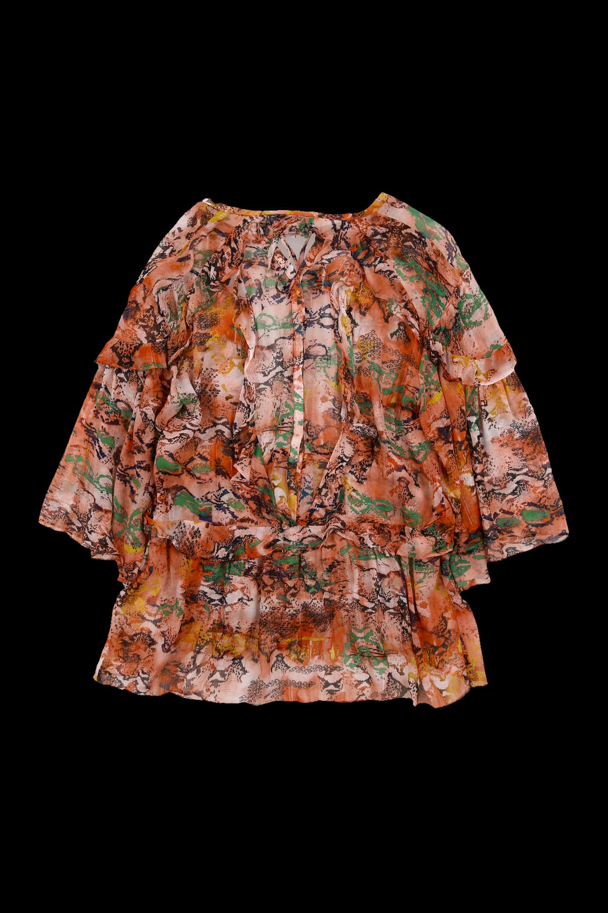 쉬폰 프린팅 프릴 블라우스