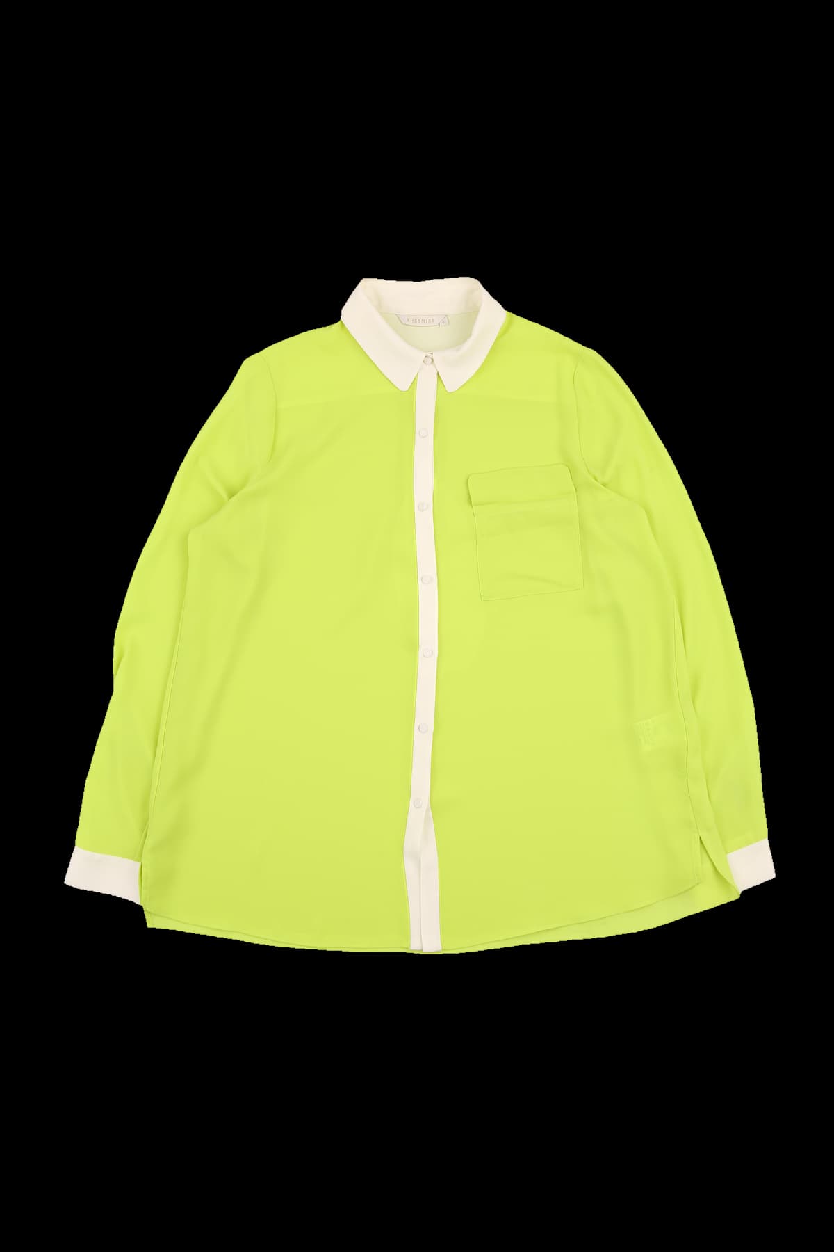 배색 카라 블라우스