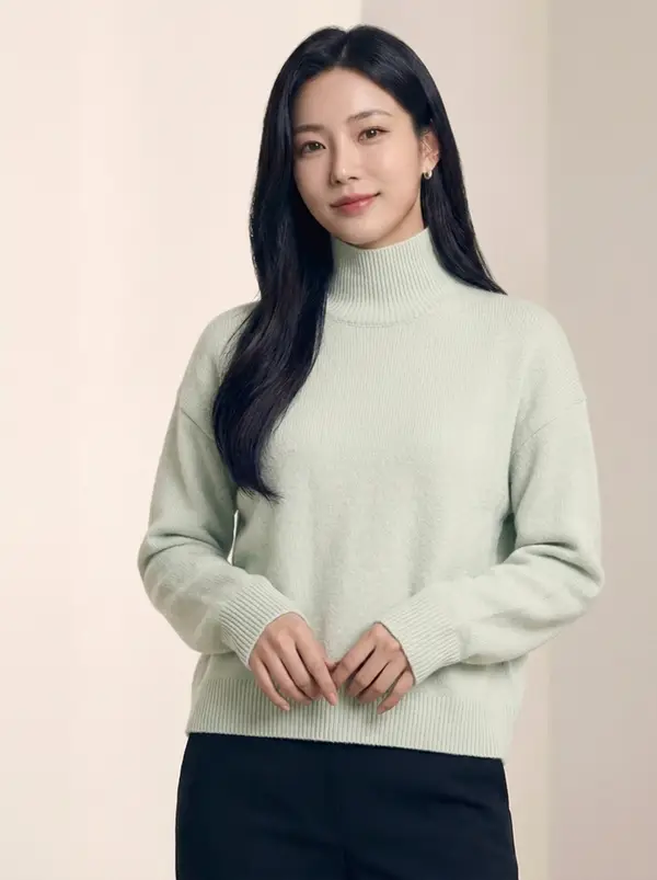 하이넥 긴팔 니트