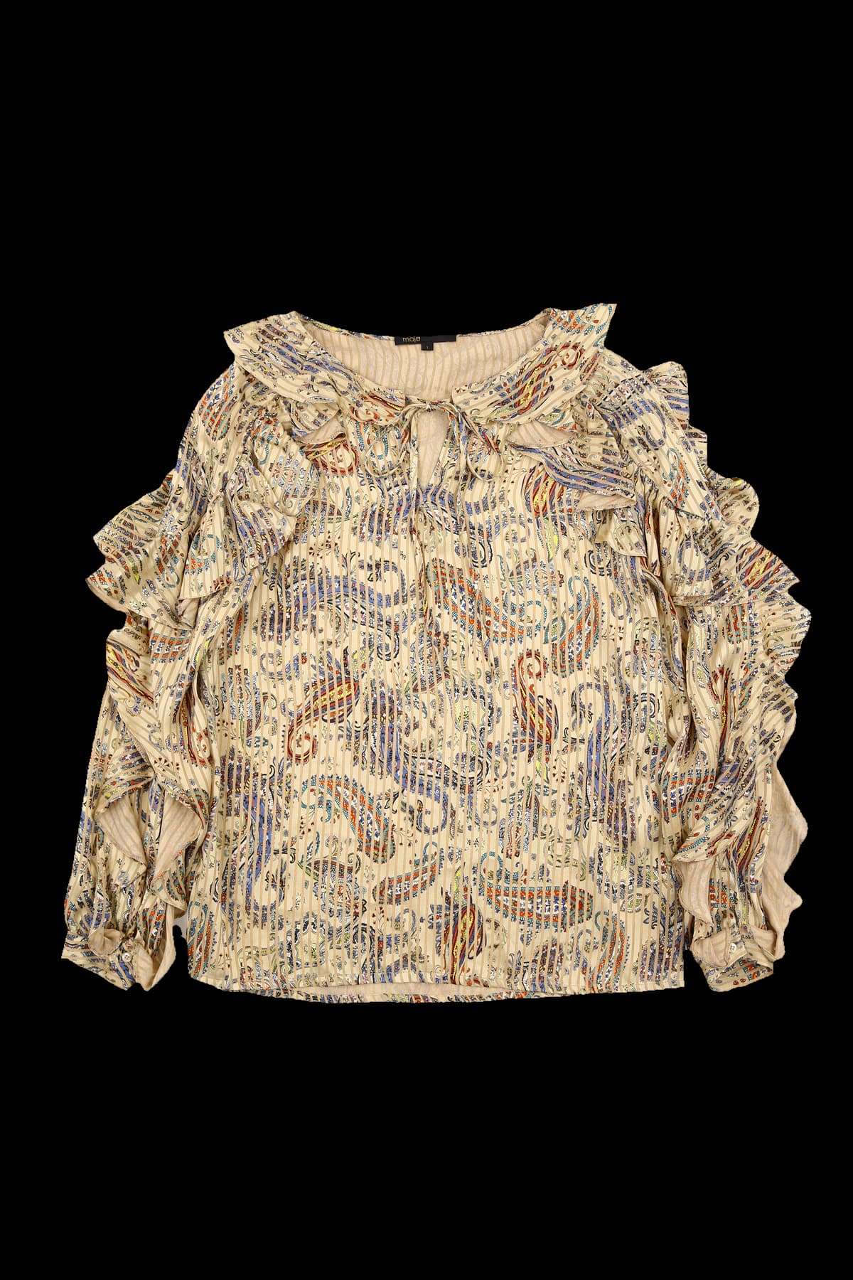 러플 패턴 스트라이프 블라우스