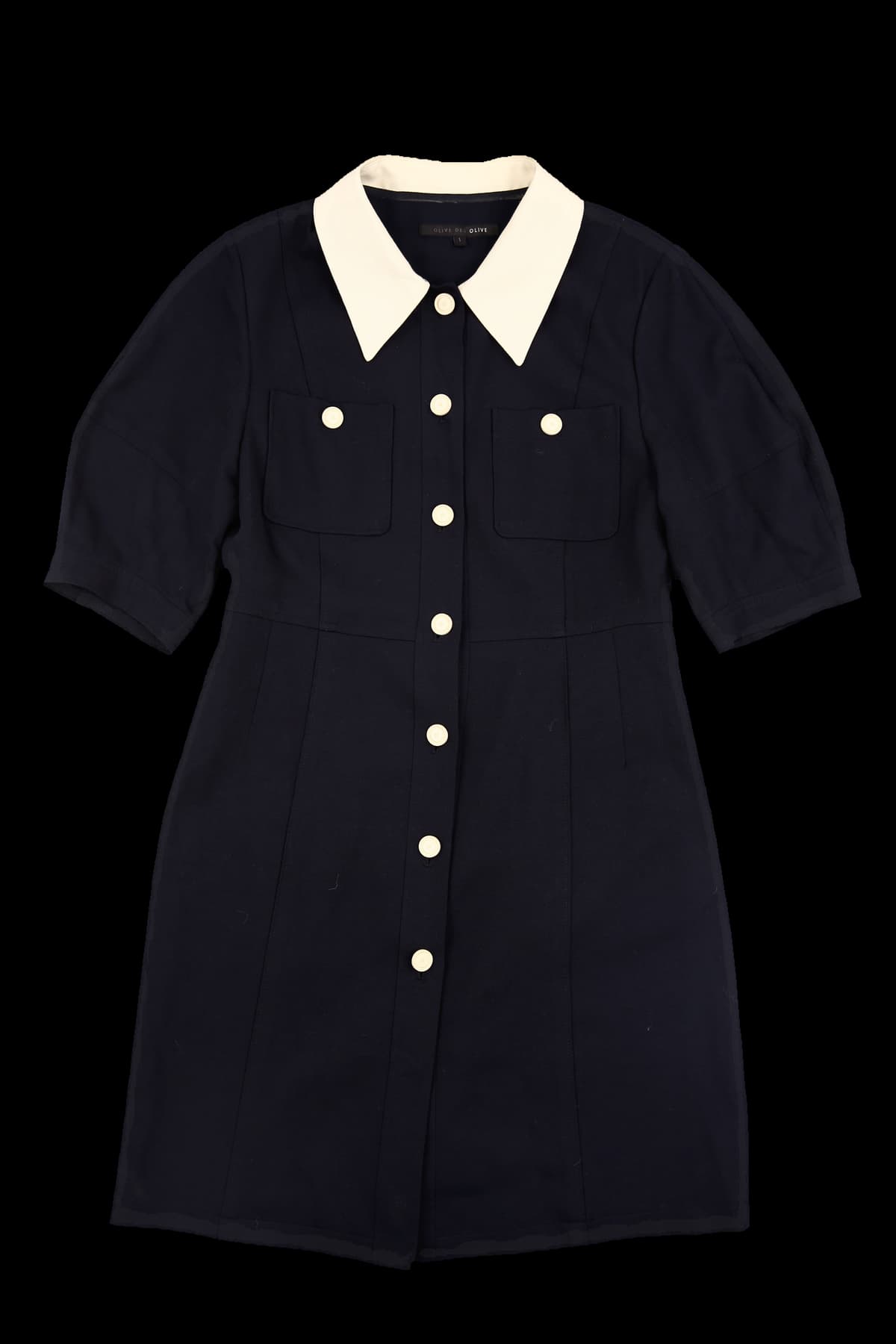 카라 배색 반팔 원피스