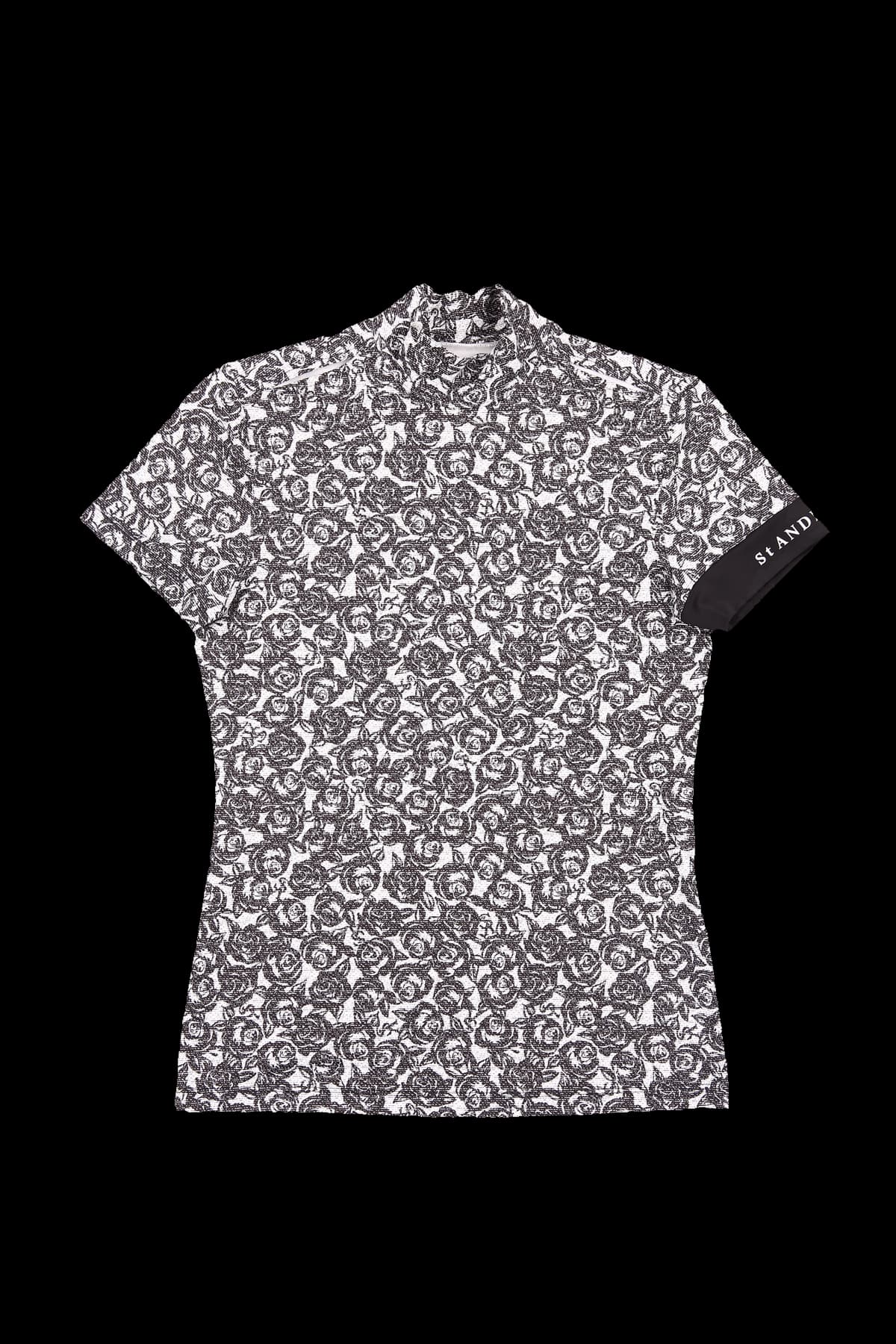 플로럴 하이넥 티셔츠