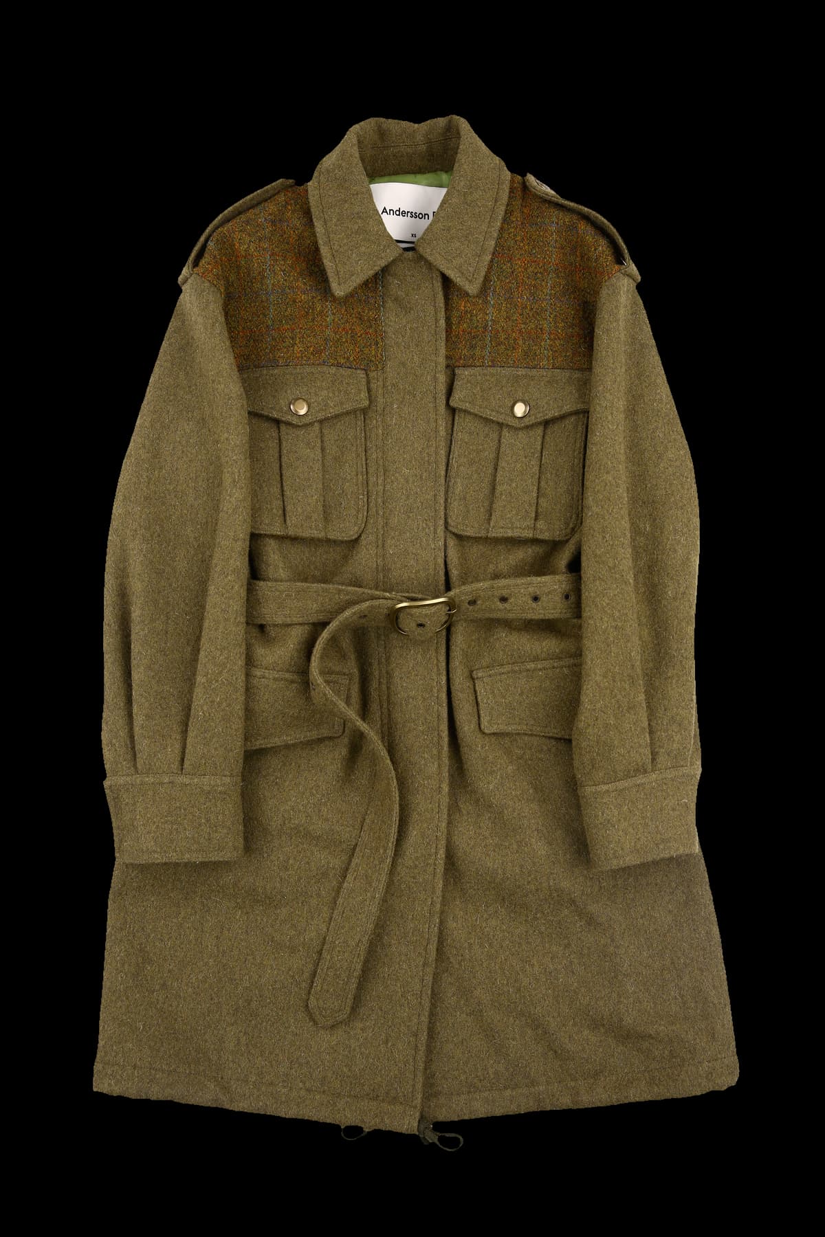 콘트라스트 밀리터리 울 코트