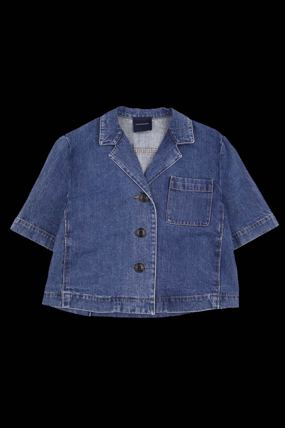 데님 카라 반팔 자켓