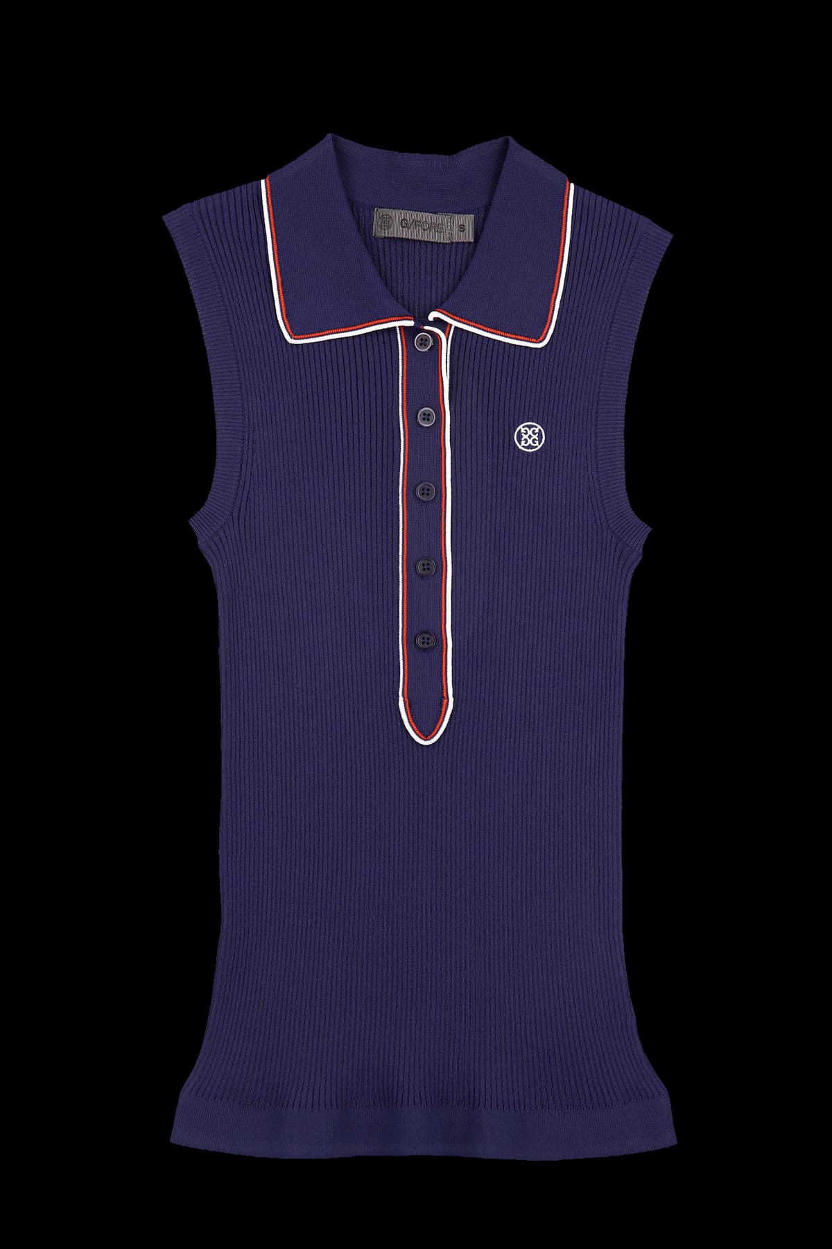 배색 골지 니트 민소매