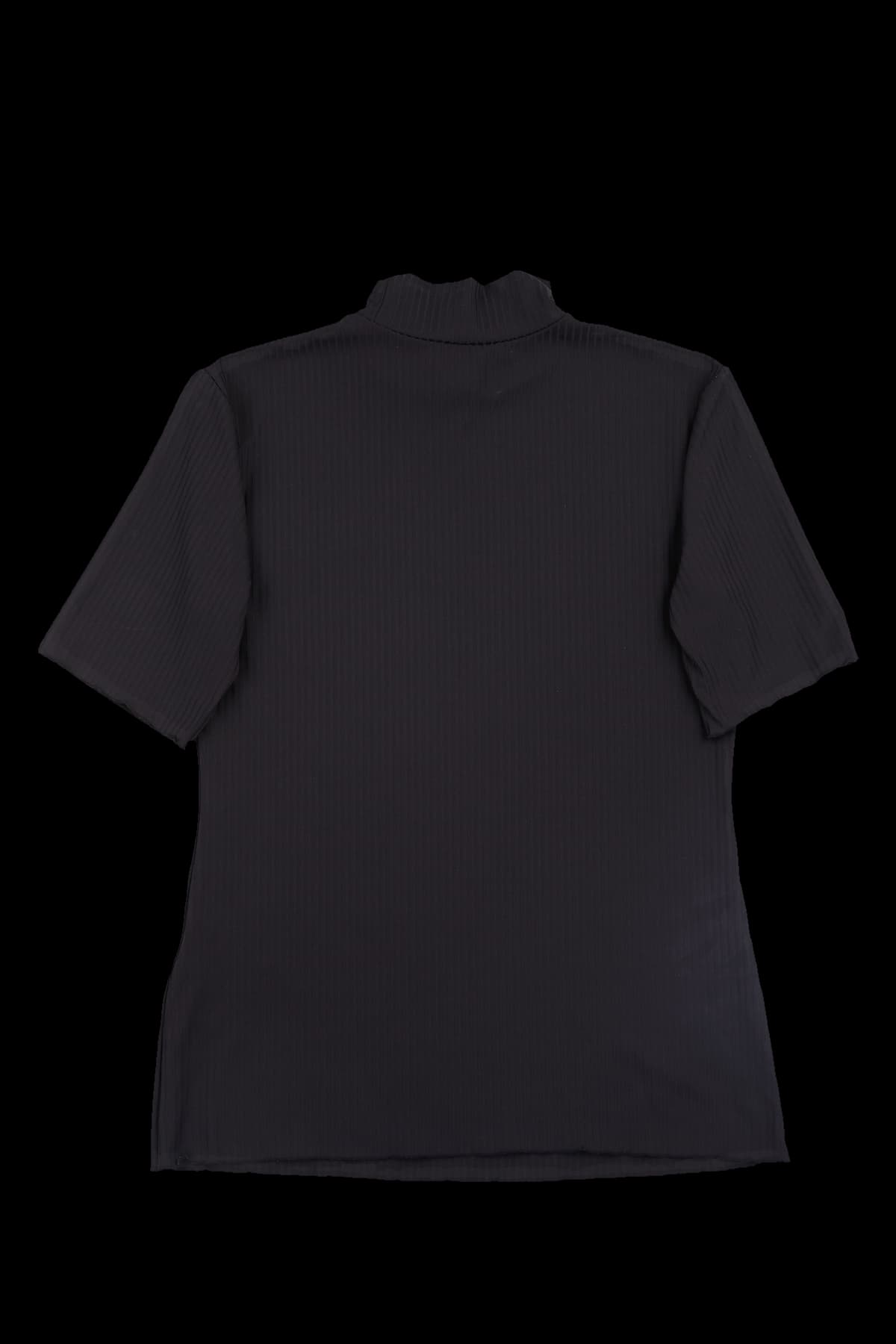 하이넥 골지 반팔티셔츠